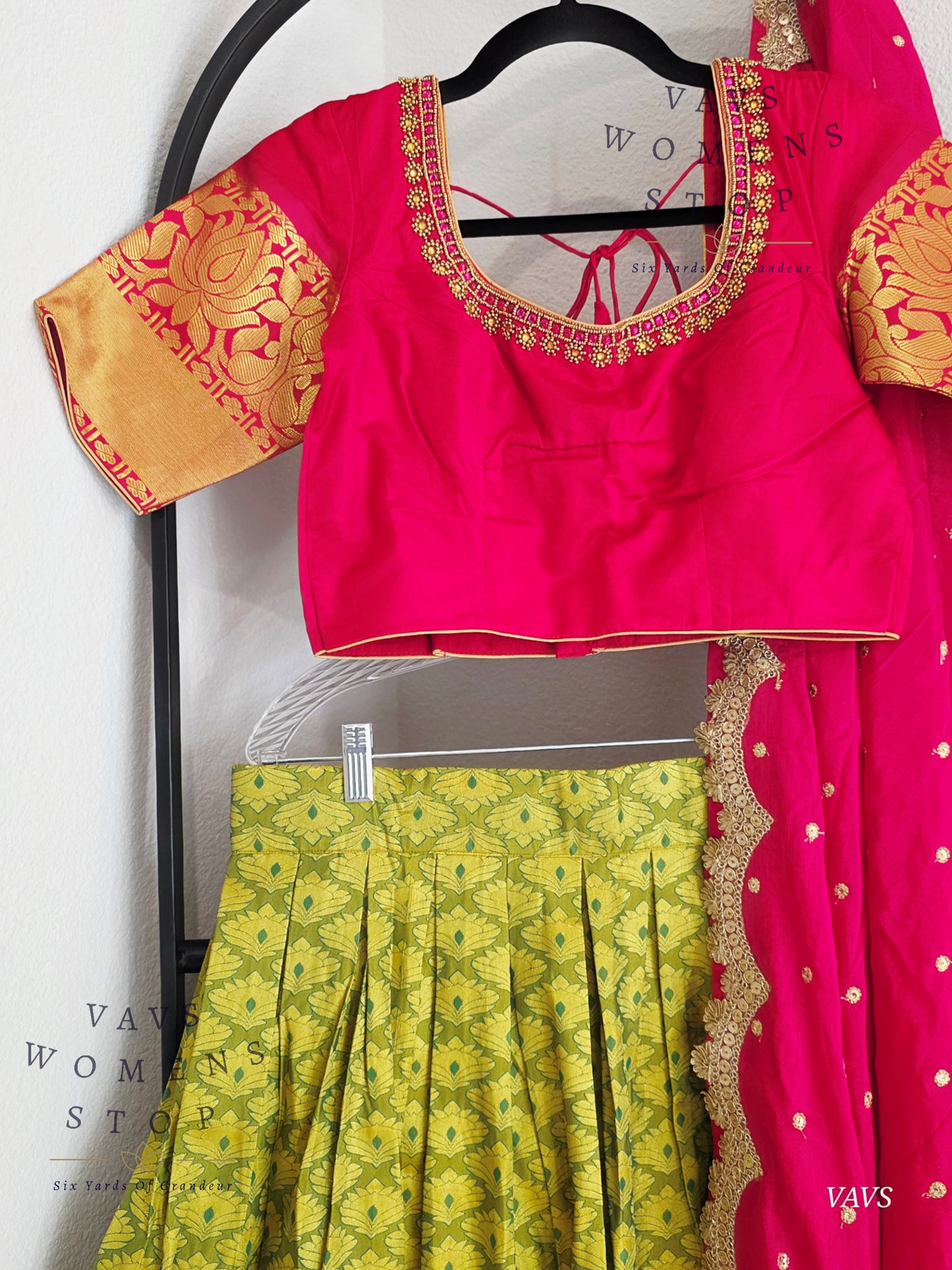 Semi Kanchi Half Saree Set – Traditional South Indian Lehenga for Women | Bridal & Festive Wear |