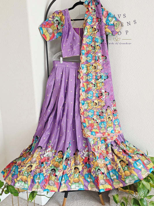 Designer Crepe Chinon Chiffon Half Saree/ Lehenga Set