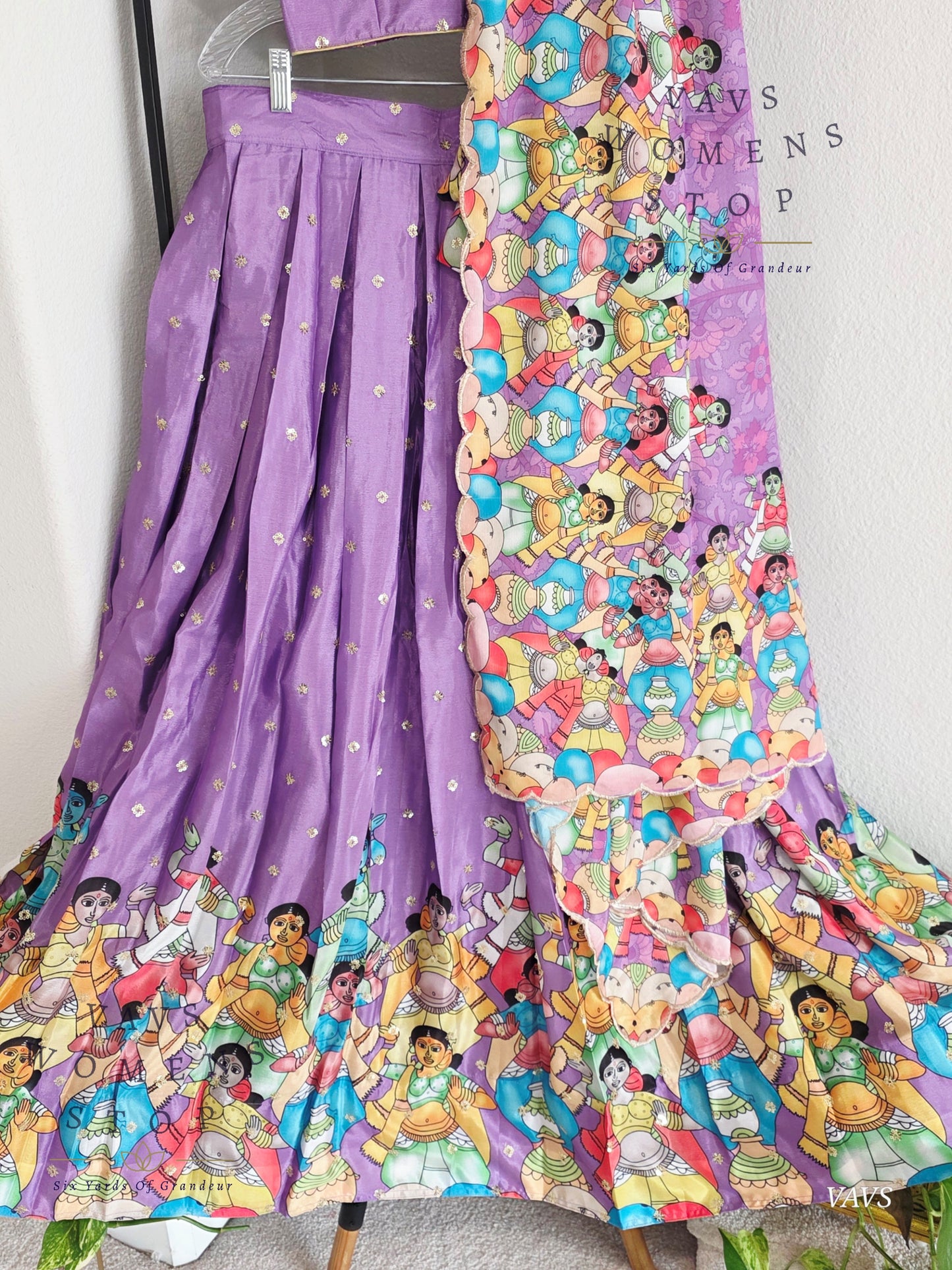 Designer Crepe Chinon Chiffon Half Saree/ Lehenga Set