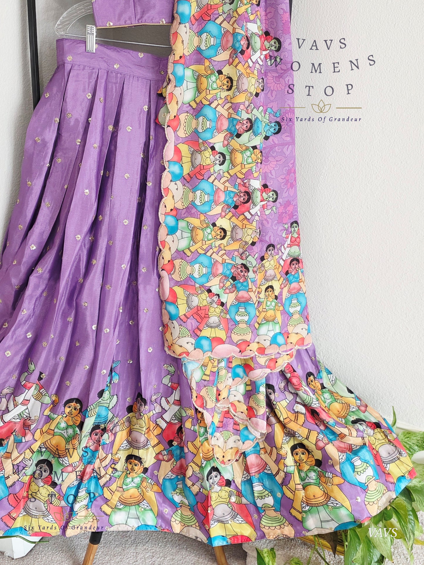 Designer Crepe Chinon Chiffon Half Saree/ Lehenga Set