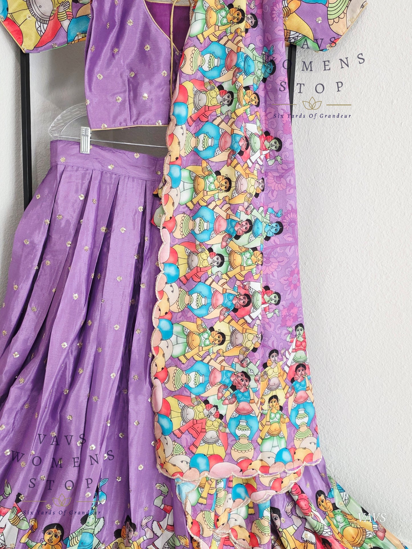Designer Crepe Chinon Chiffon Half Saree/ Lehenga Set