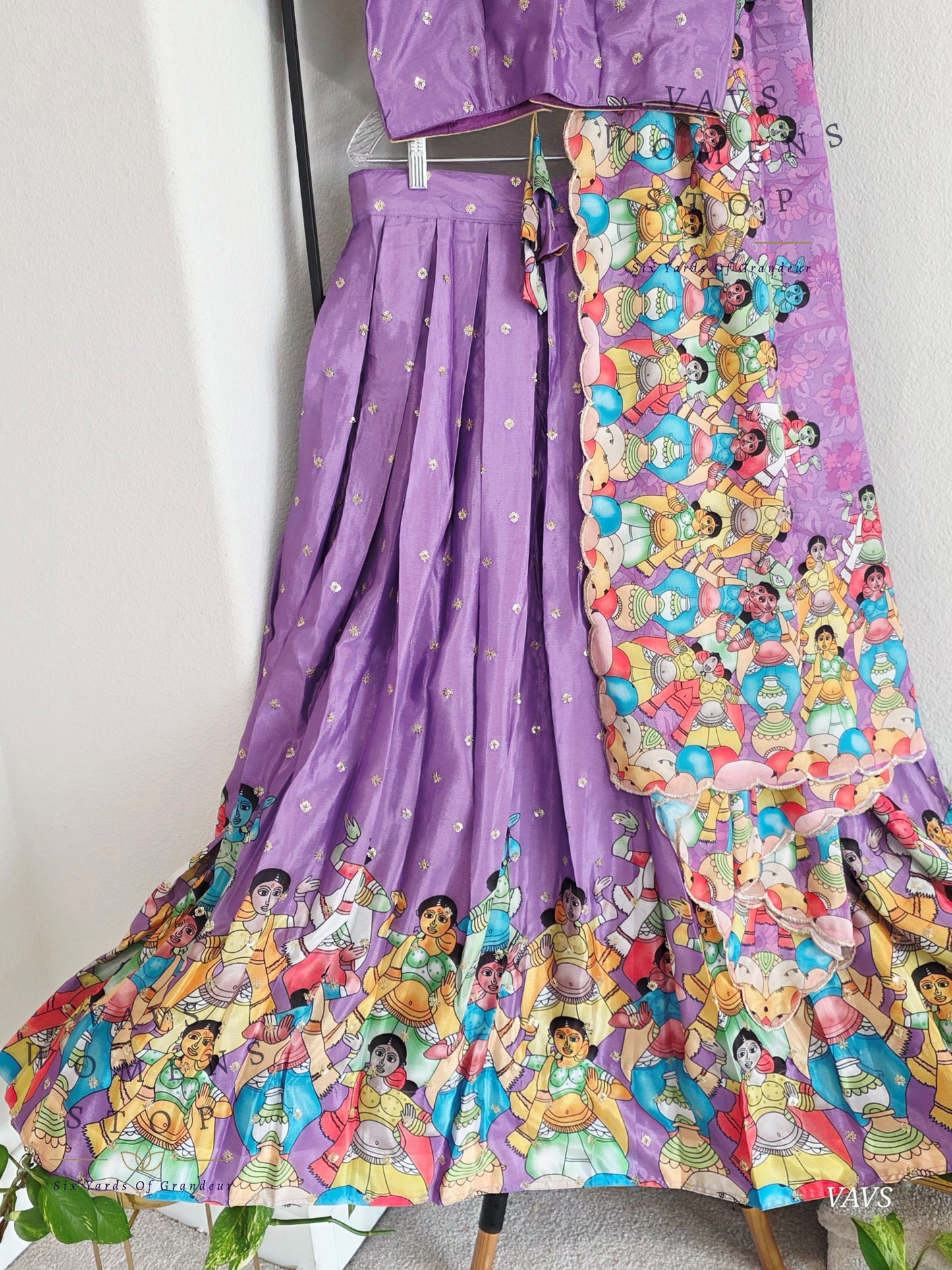 Designer Crepe Chinon Chiffon Half Saree/ Lehenga Set
