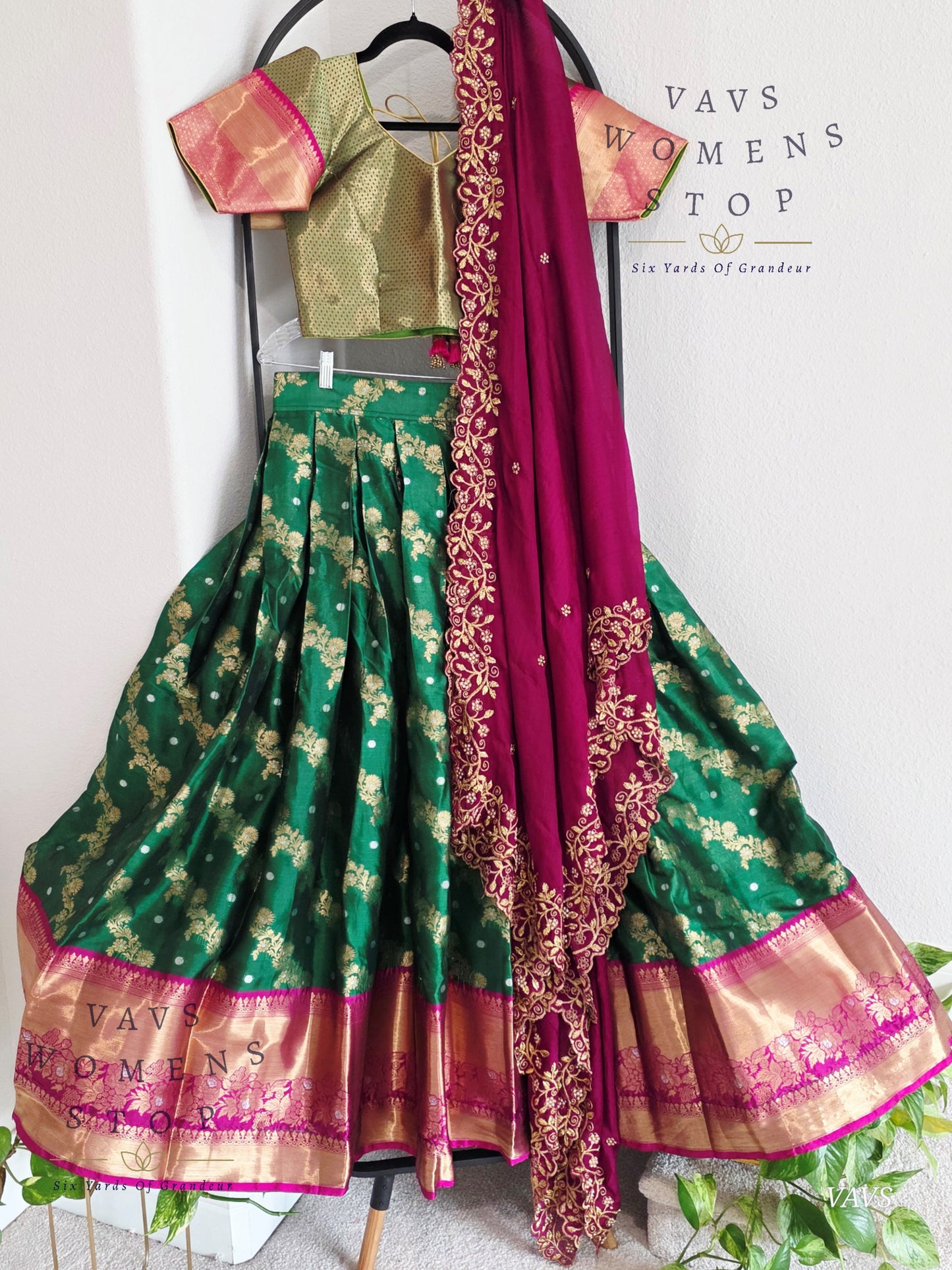 Soft Warm Organza Paithani Border Half Saree Set