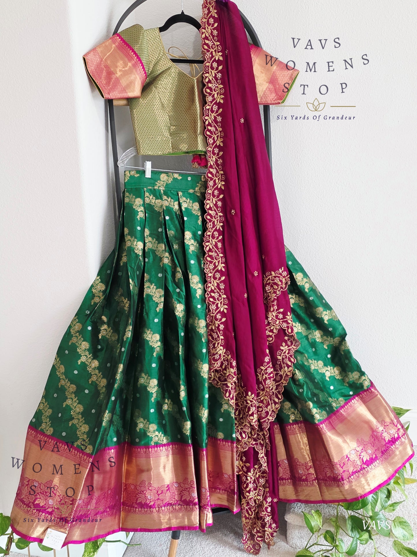 Soft Warm Organza Paithani Border Half Saree Set