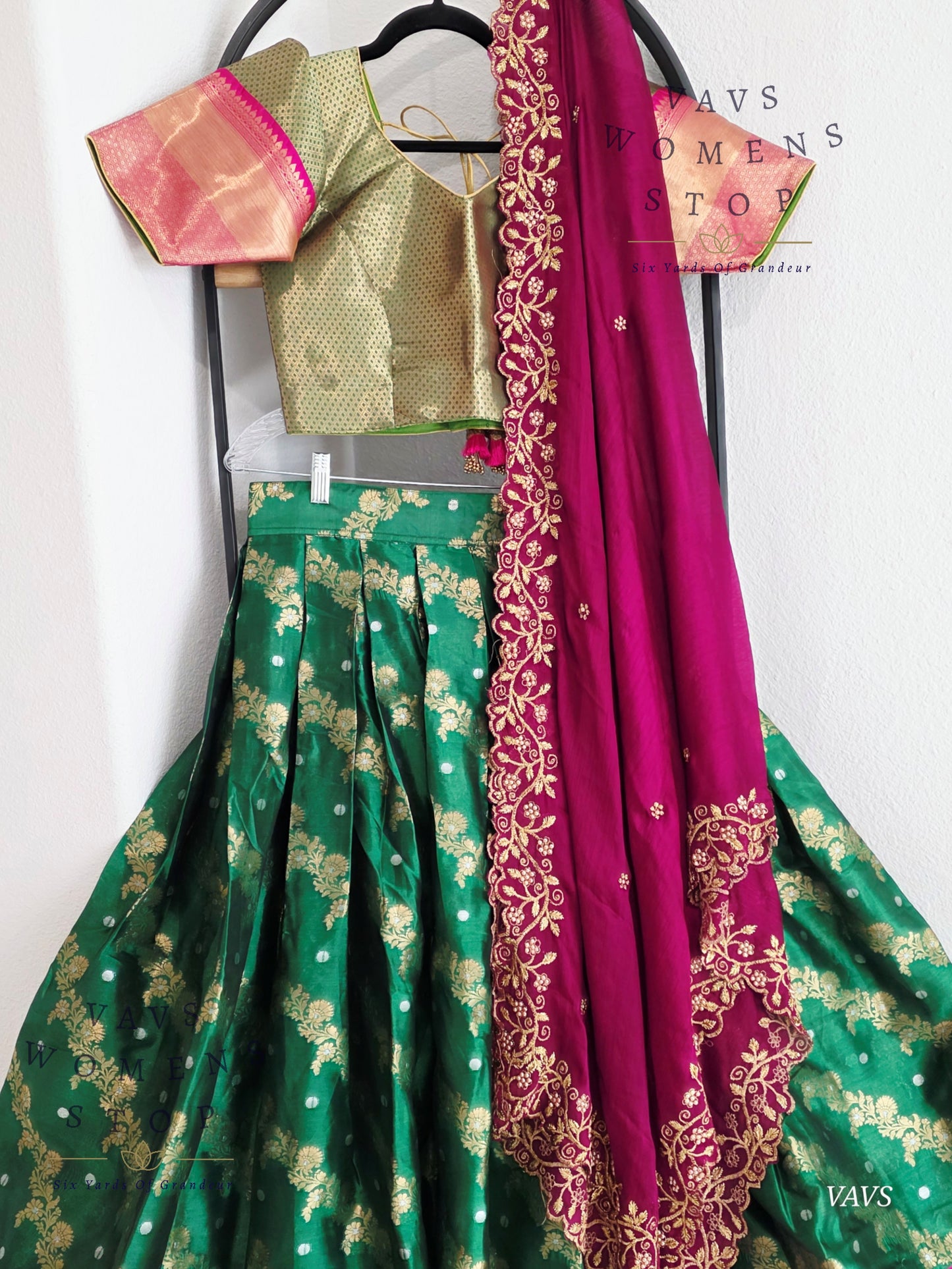 Soft Warm Organza Paithani Border Half Saree Set
