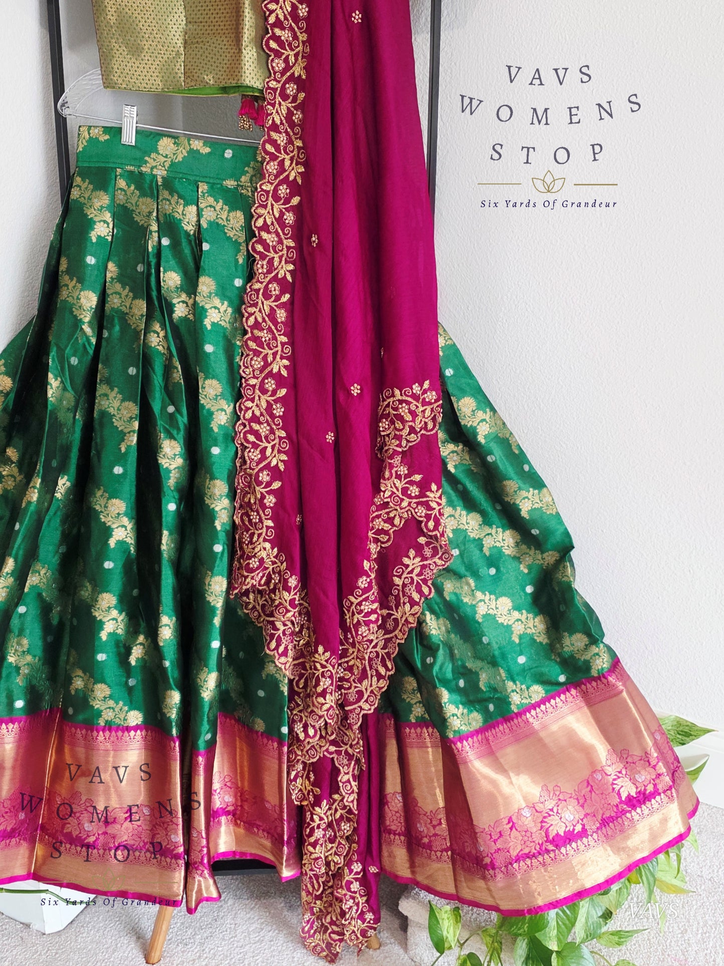 Soft Warm Organza Paithani Border Half Saree Set