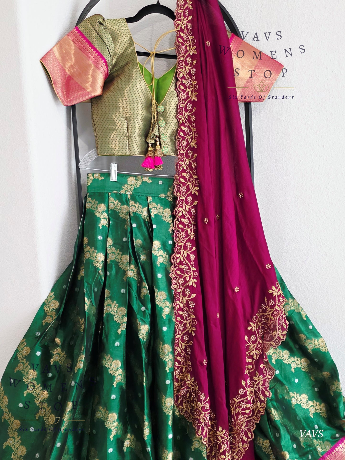 Soft Warm Organza Paithani Border Half Saree Set