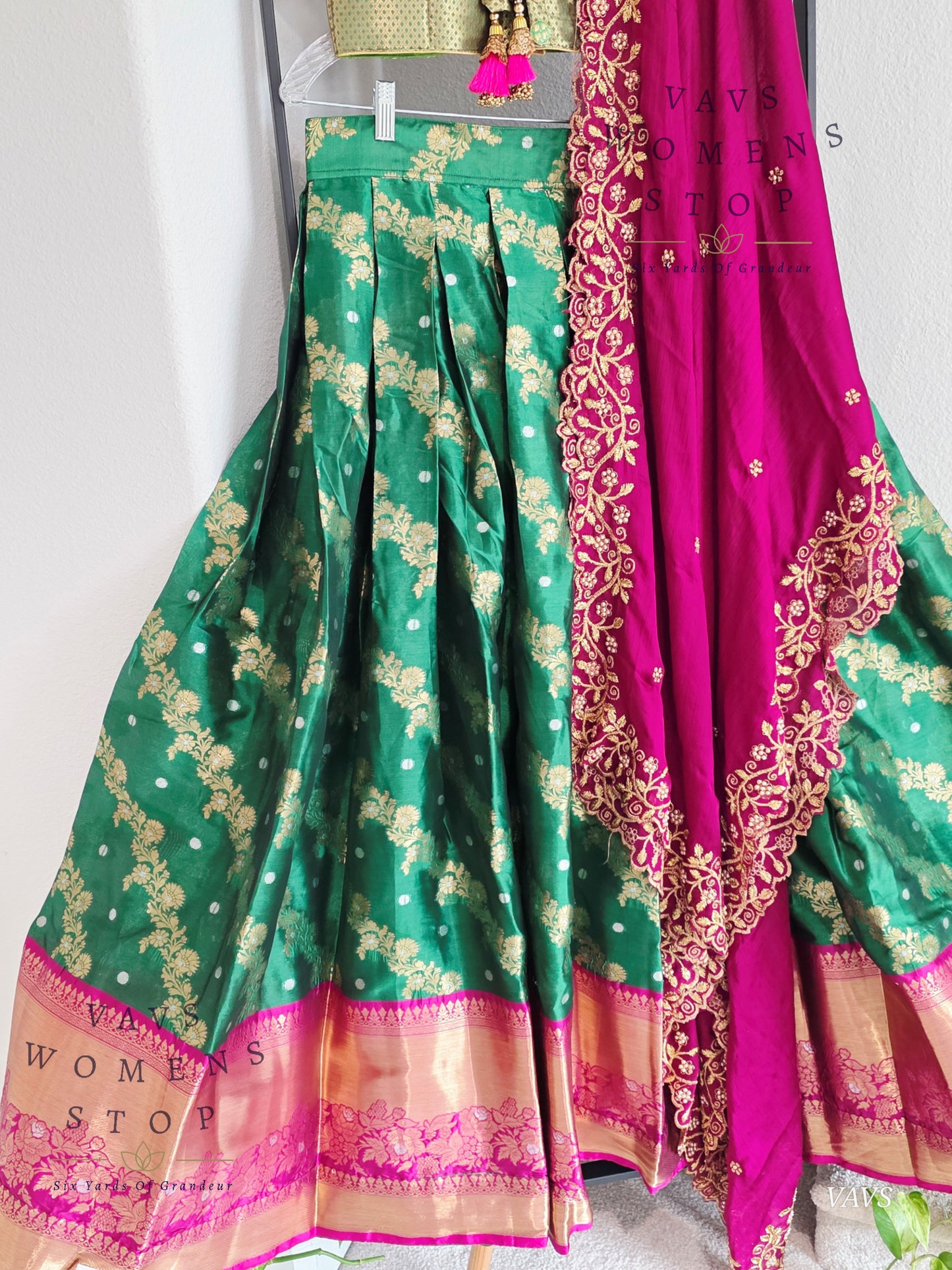 Soft Warm Organza Paithani Border Half Saree Set