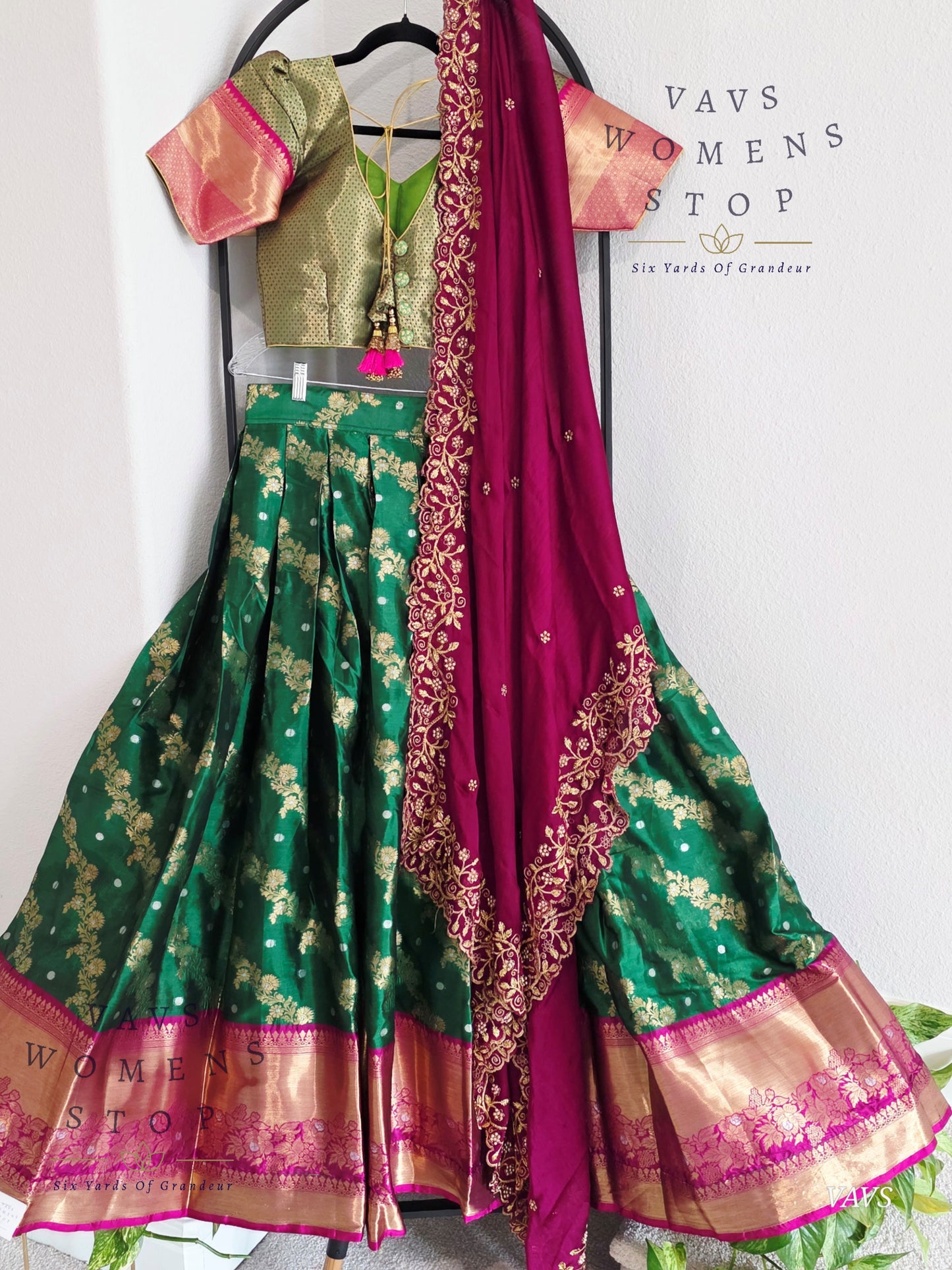 Soft Warm Organza Paithani Border Half Saree Set