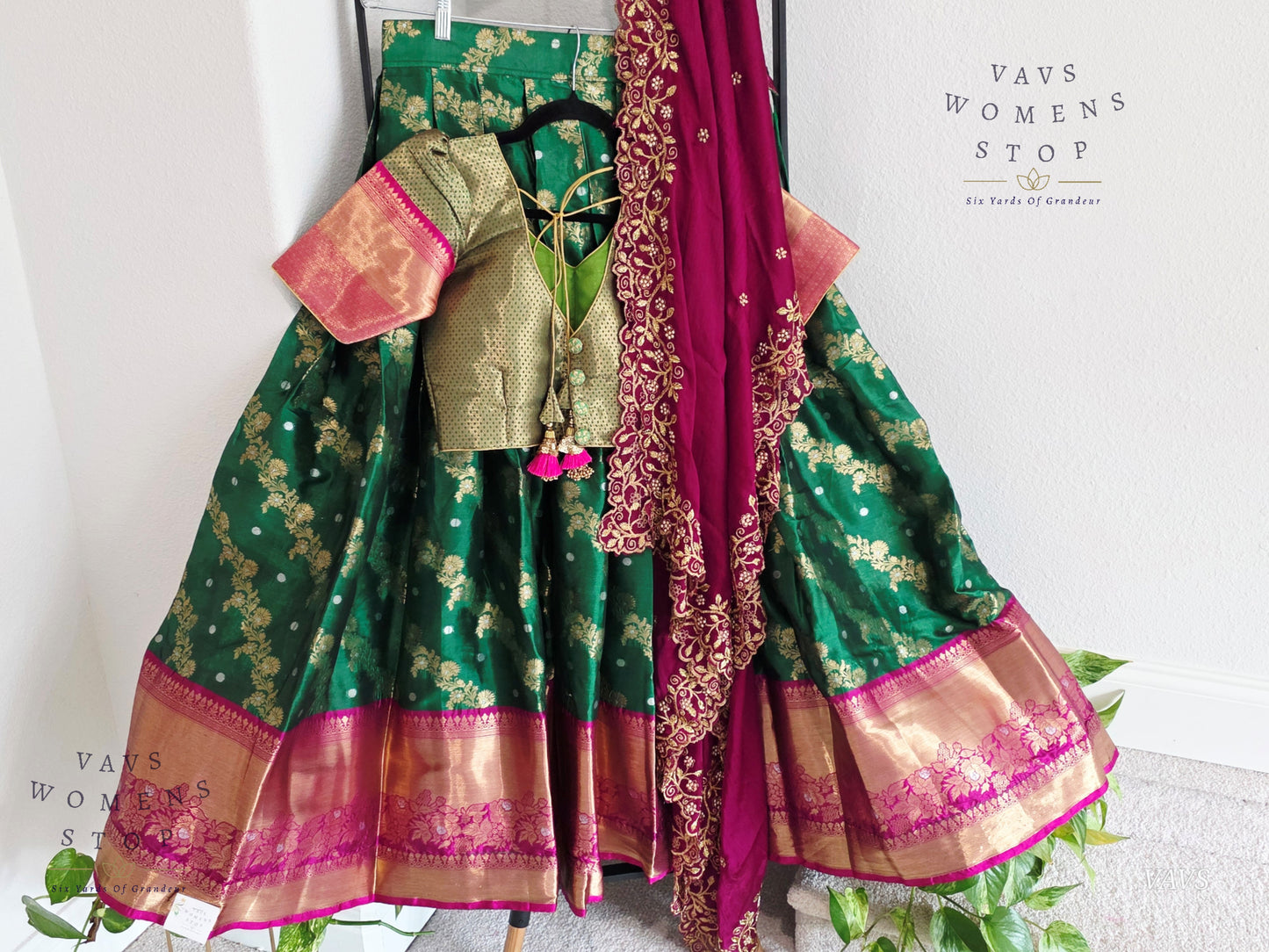 Soft Warm Organza Paithani Border Half Saree Set