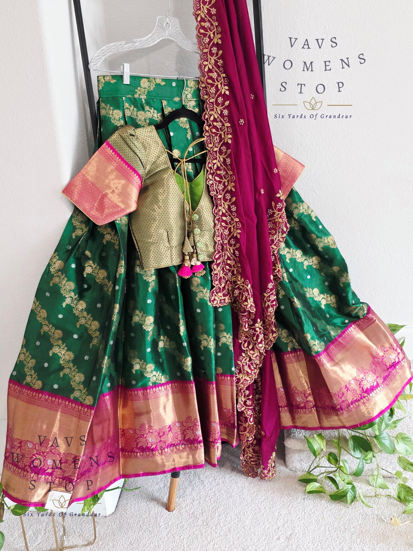 Soft Warm Organza Paithani Border Half Saree Set