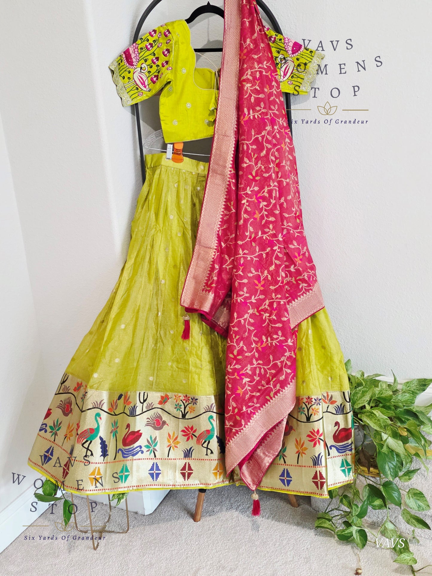 Kota Tissue Paithani Lehenga Set with Munga Benarasi Dupatta | Can-Can Lined