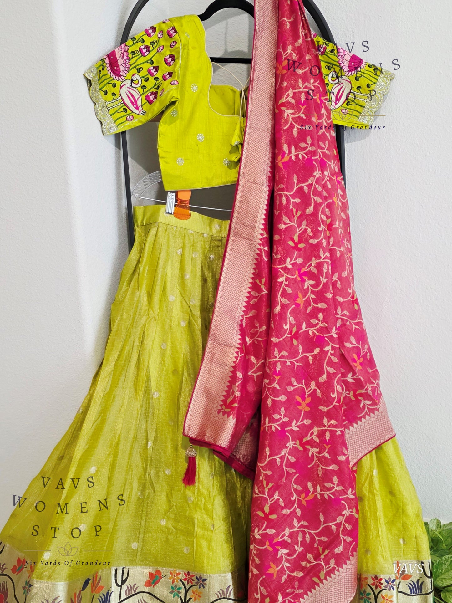 Kota Tissue Paithani Lehenga Set with Munga Benarasi Dupatta | Can-Can Lined