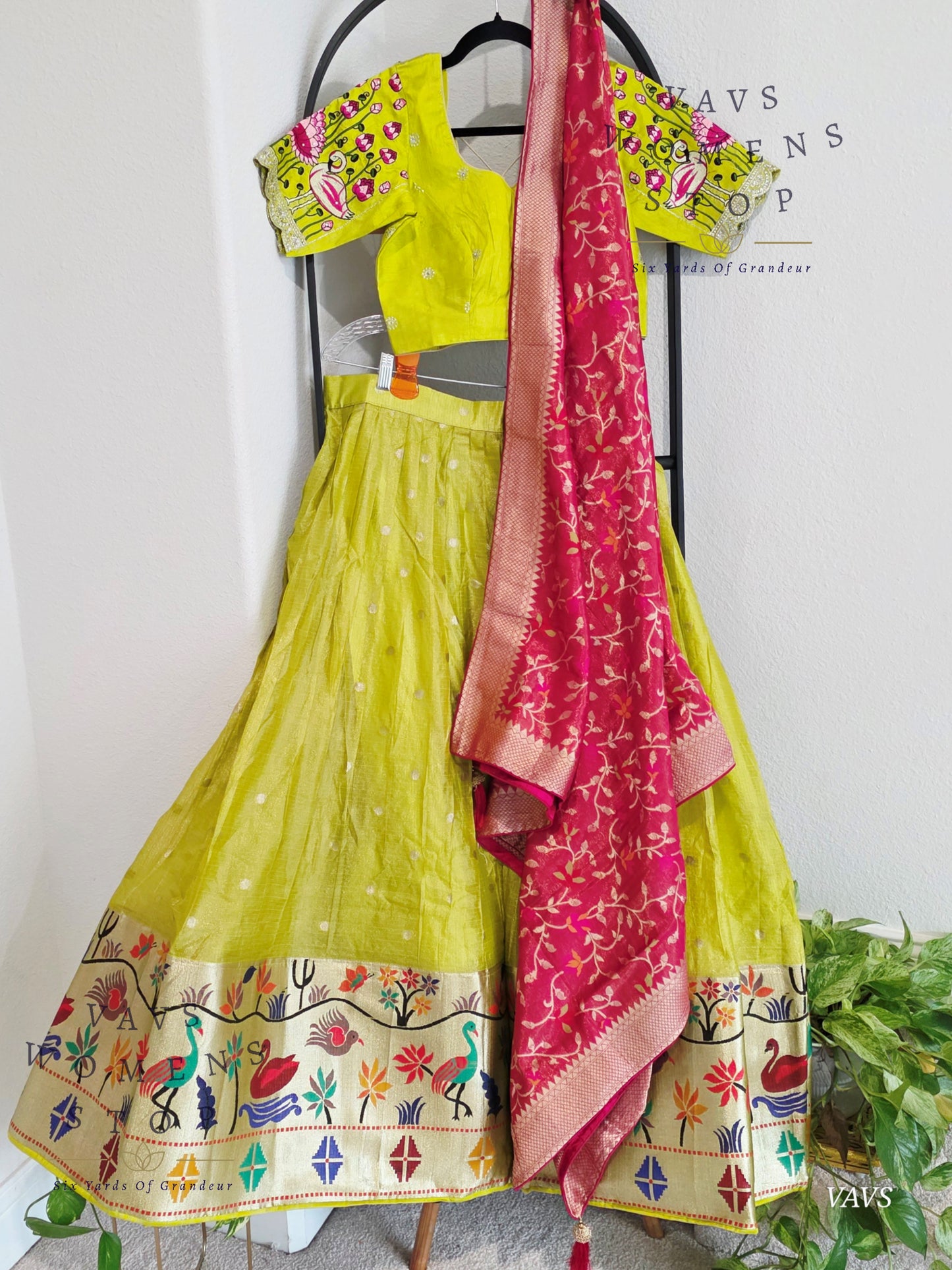 Kota Tissue Paithani Lehenga Set with Munga Benarasi Dupatta | Can-Can Lined