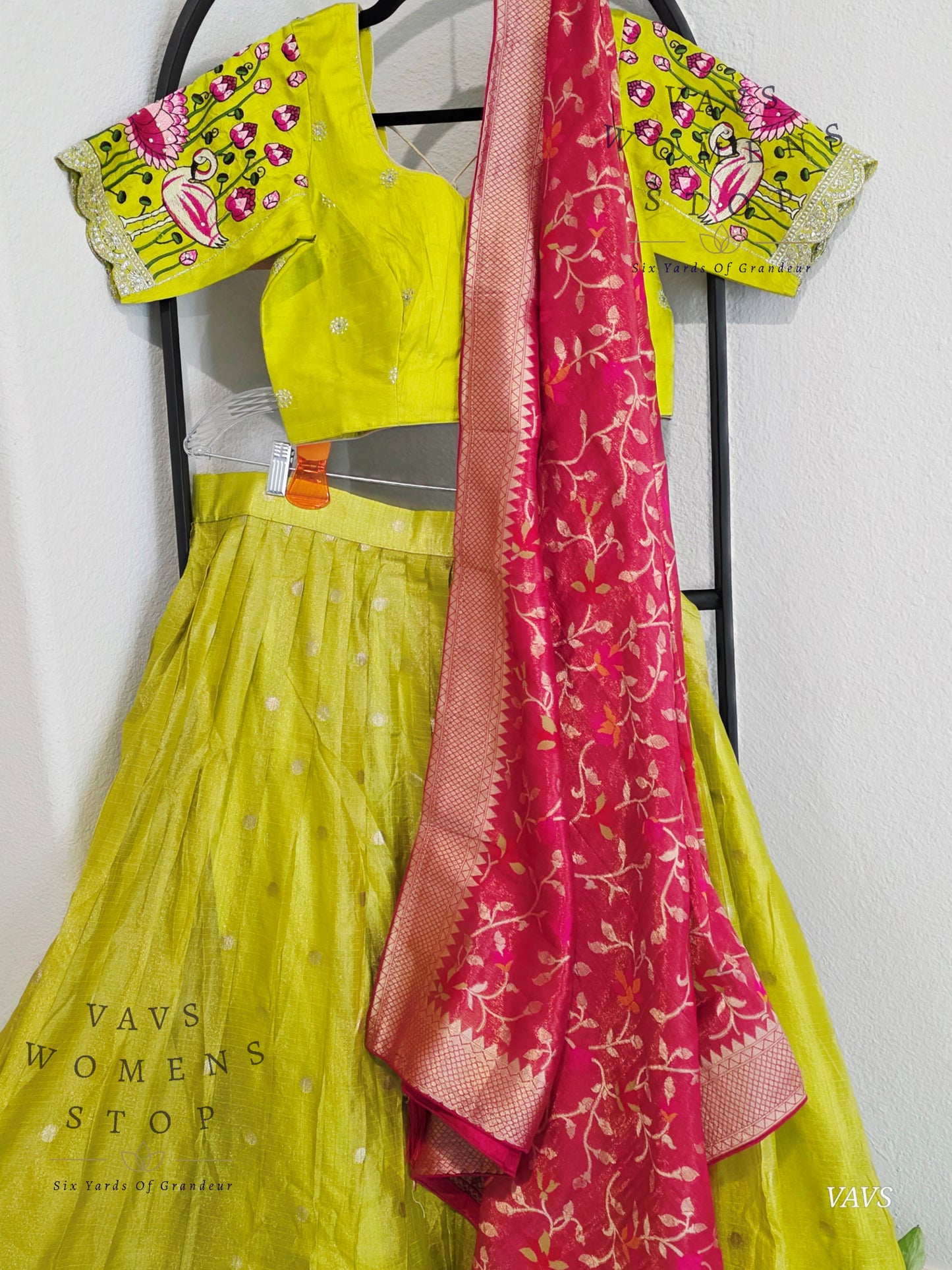 Kota Tissue Paithani Lehenga Set with Munga Benarasi Dupatta | Can-Can Lined