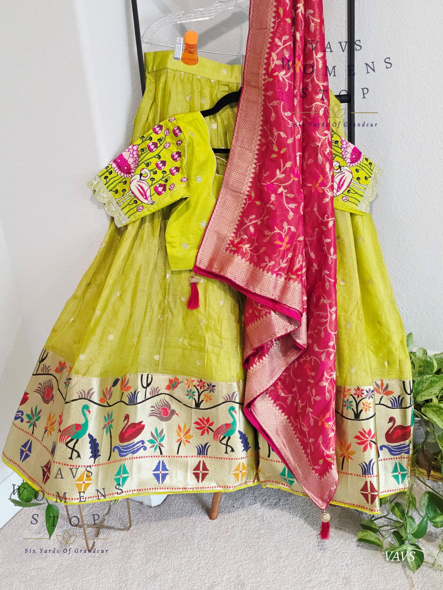 Kota Tissue Paithani Lehenga Set with Munga Benarasi Dupatta | Can-Can Lined