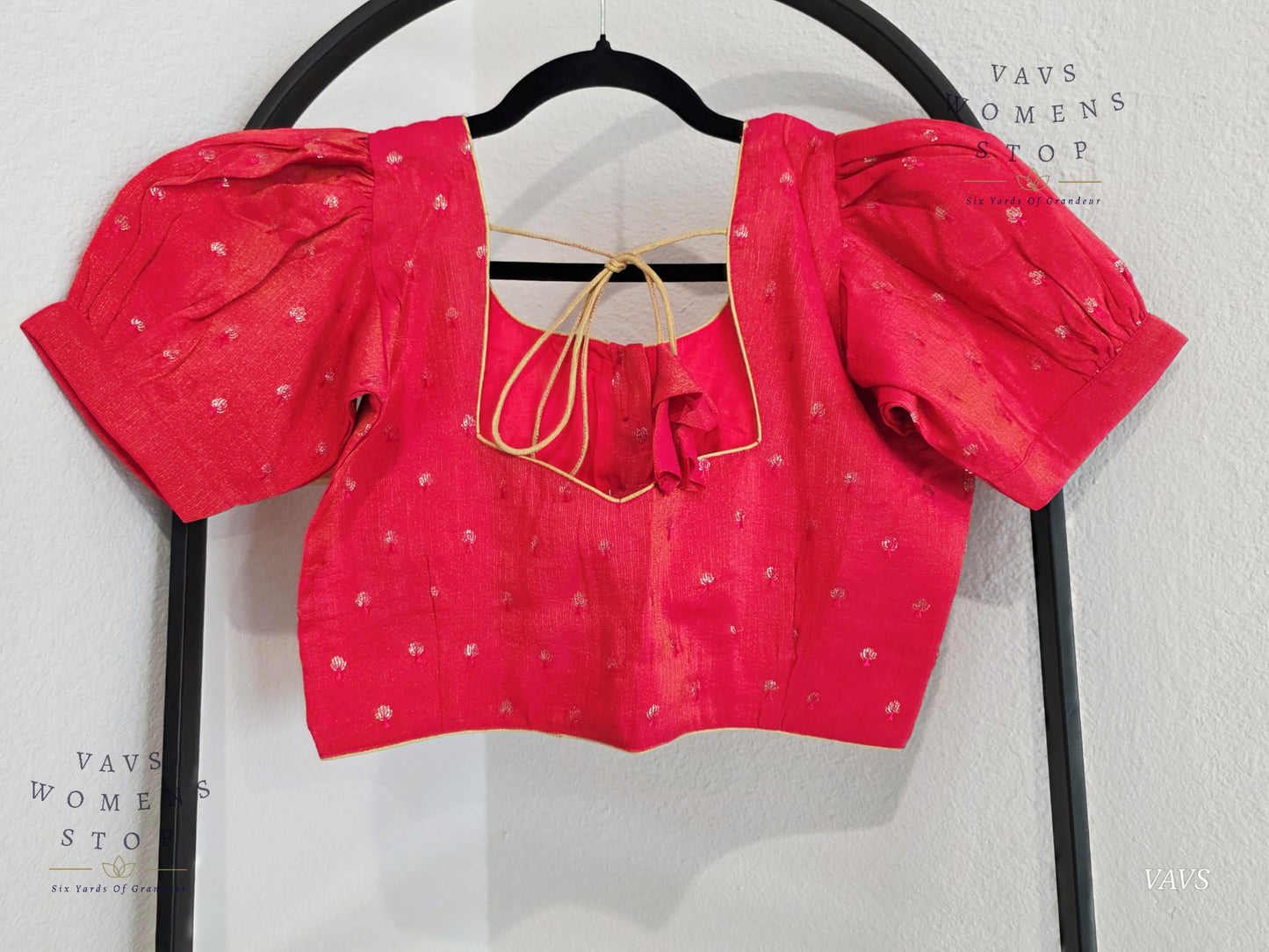 Tissue Pink Shade Puff Sleeves Stitched Blouse
