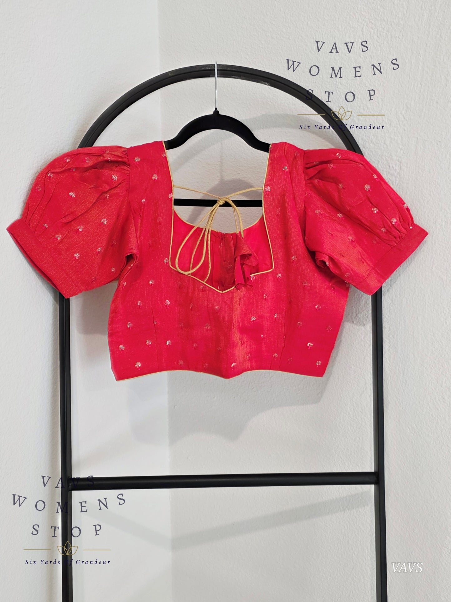 Tissue Pink Shade Puff Sleeves Stitched Blouse