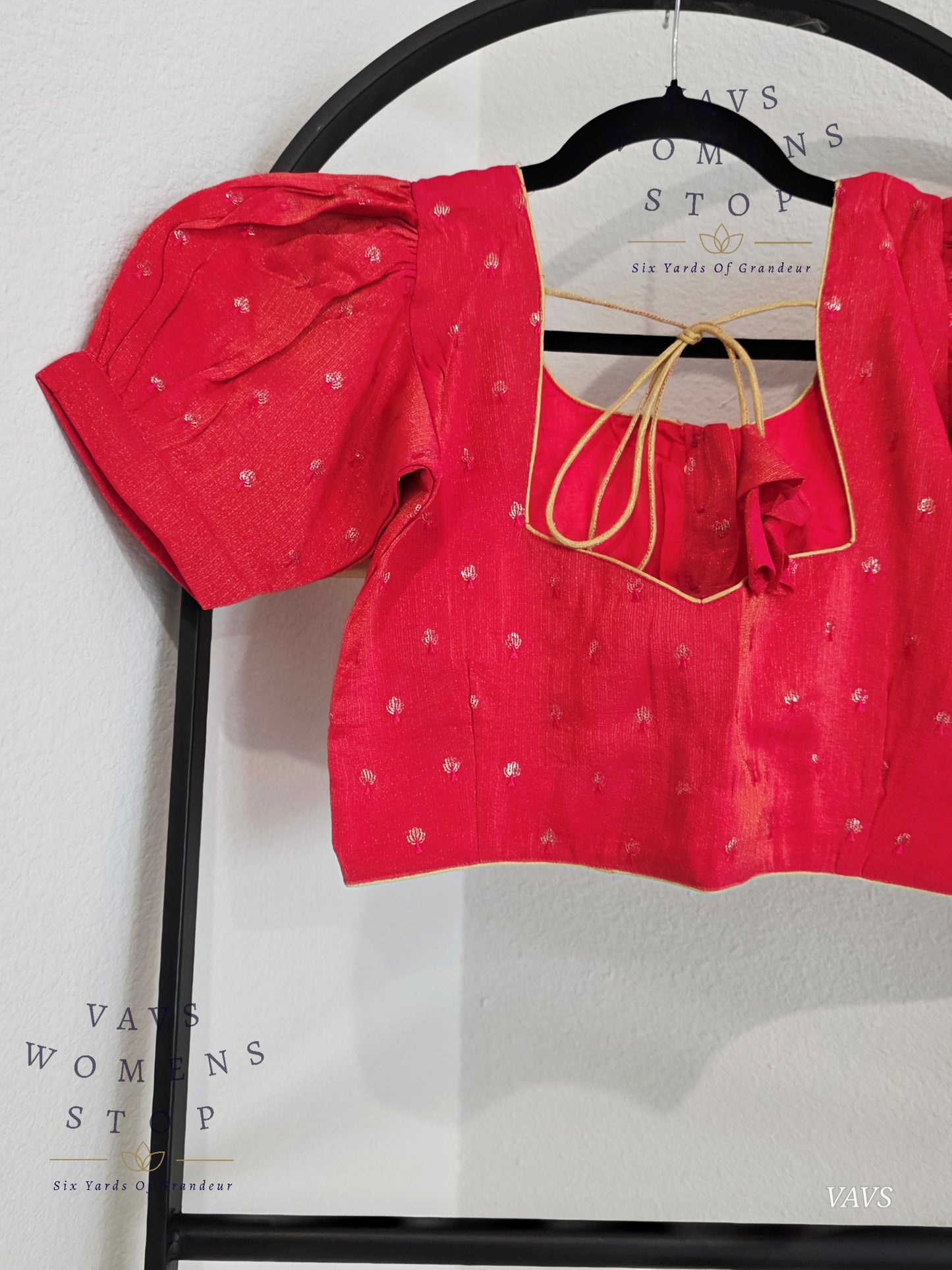 Tissue Pink Shade Puff Sleeves Stitched Blouse