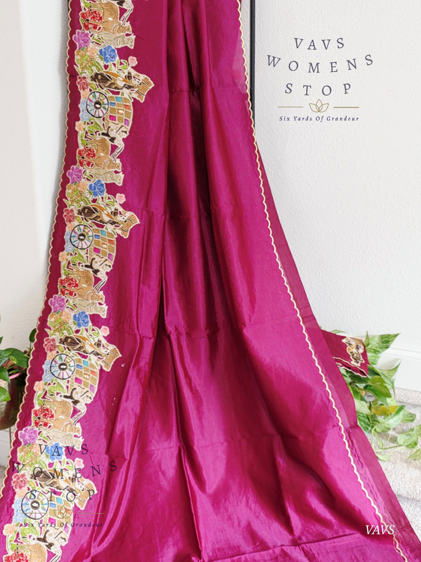 Purple Shade Mangalagiri Handloom Silk Cotton Saree with Appliqué Work