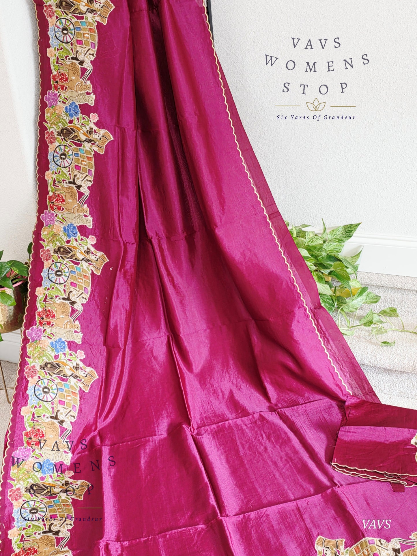 Purple Shade Mangalagiri Handloom Silk Cotton Saree with Appliqué Work