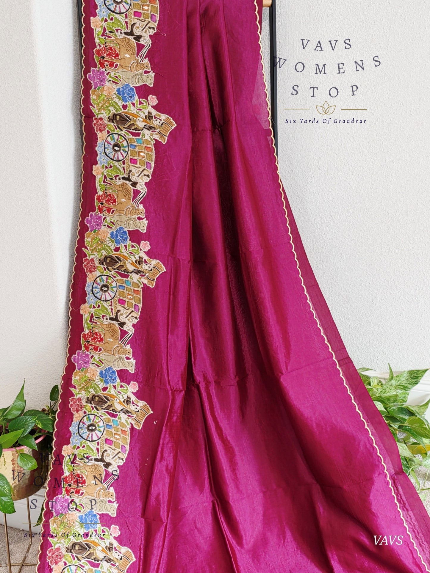 Purple Shade Mangalagiri Handloom Silk Cotton Saree with Appliqué Work