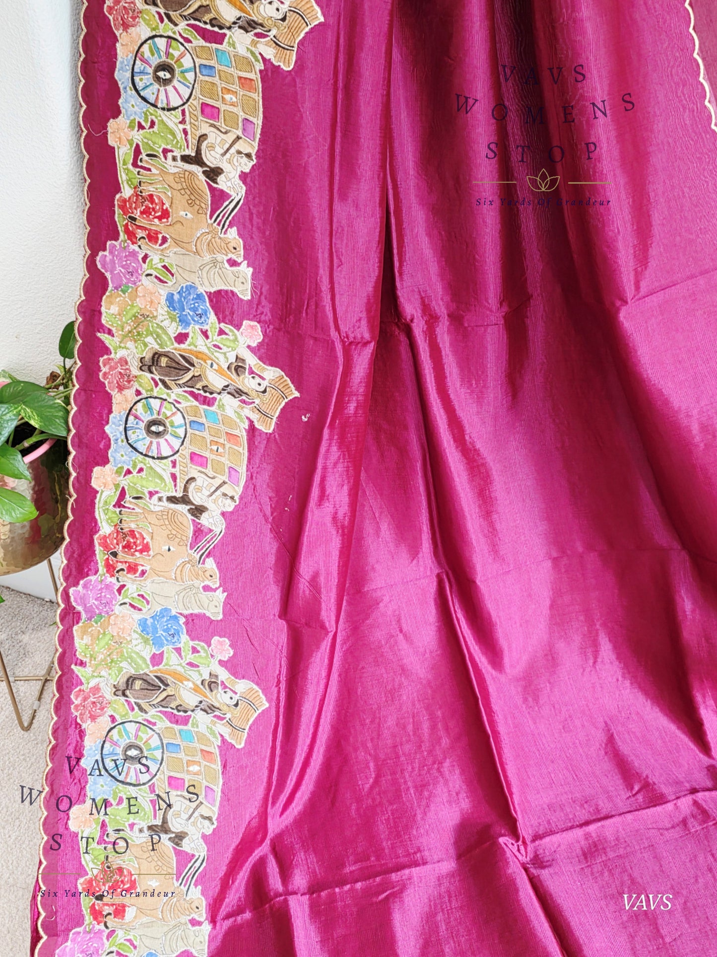 Purple Shade Mangalagiri Handloom Silk Cotton Saree with Appliqué Work