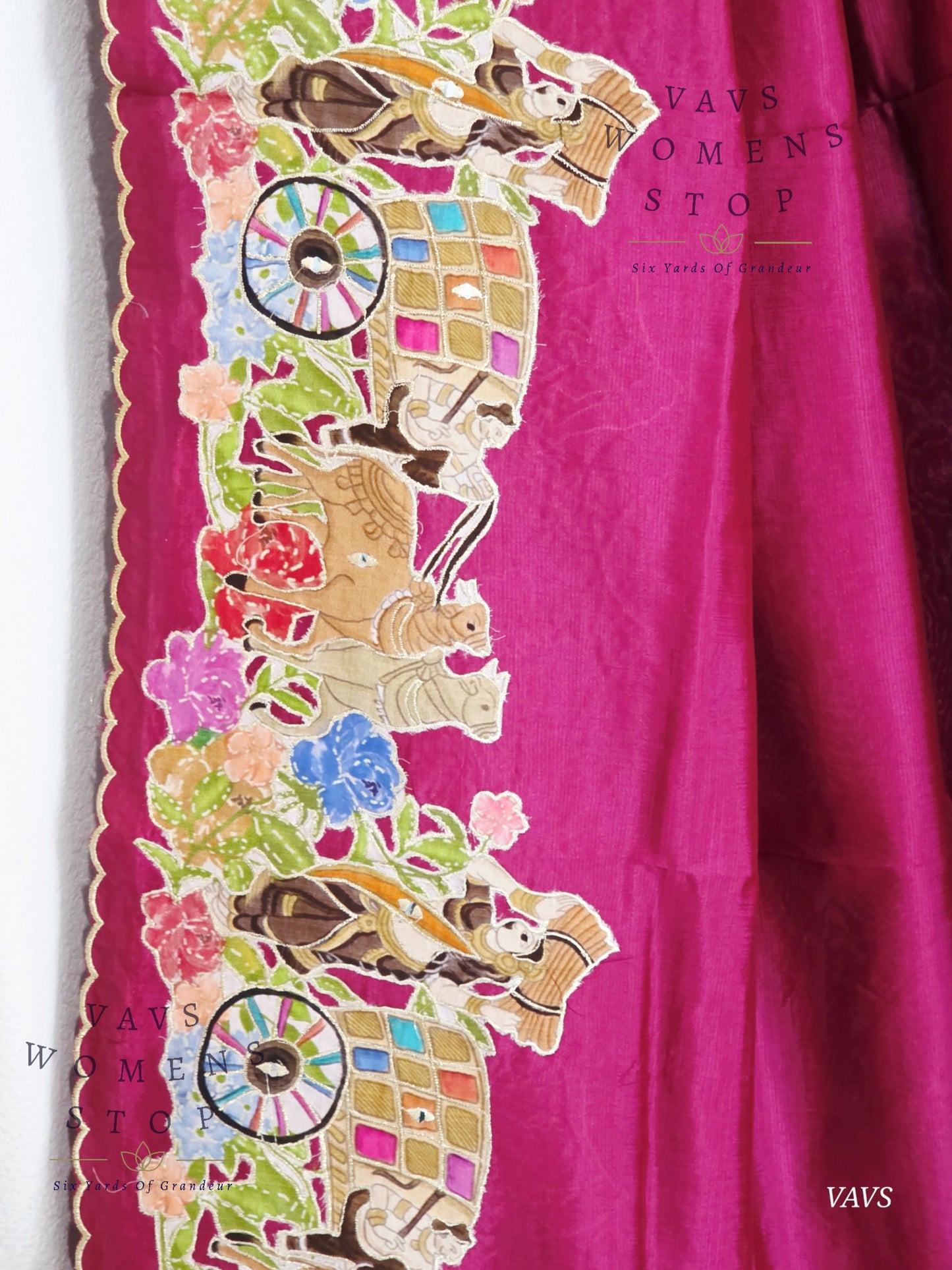 Purple Shade Mangalagiri Handloom Silk Cotton Saree with Appliqué Work