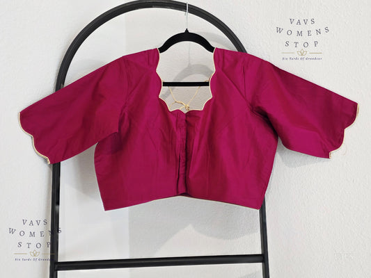 Wine Shade Plain Jasmin Silk Stitched Blouse