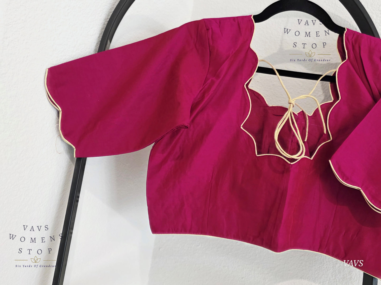 Wine Shade Plain Jasmin Silk Stitched Blouse