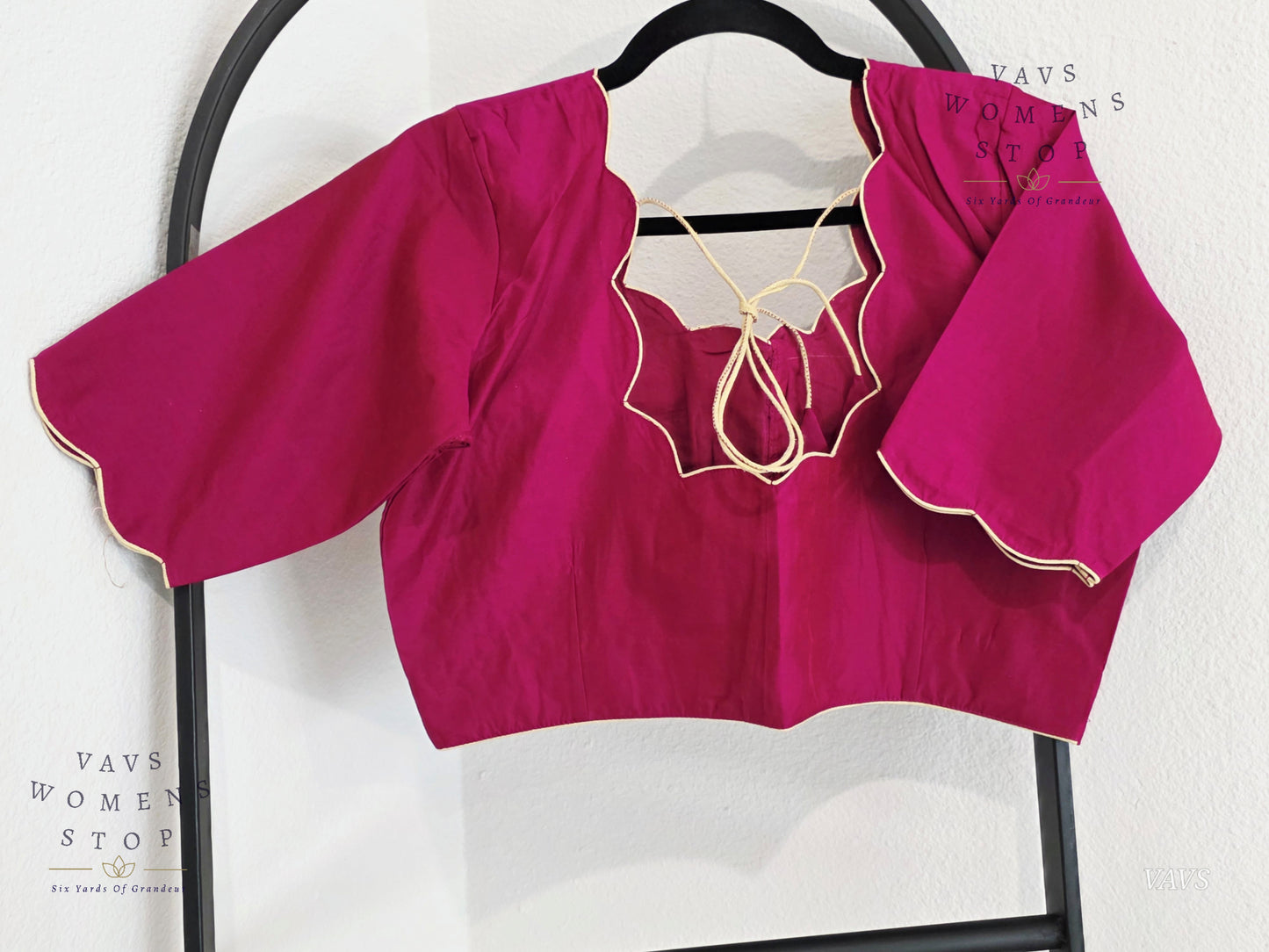 Wine Shade Plain Jasmin Silk Stitched Blouse