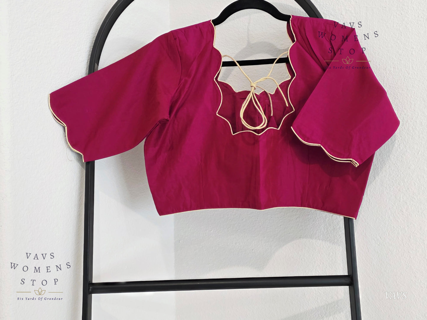Wine Shade Plain Jasmin Silk Stitched Blouse