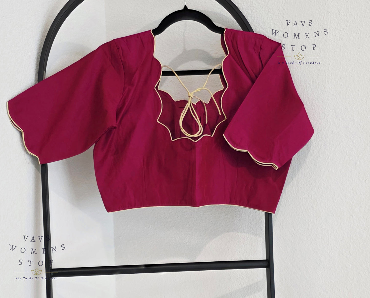 Wine Shade Plain Jasmin Silk Stitched Blouse