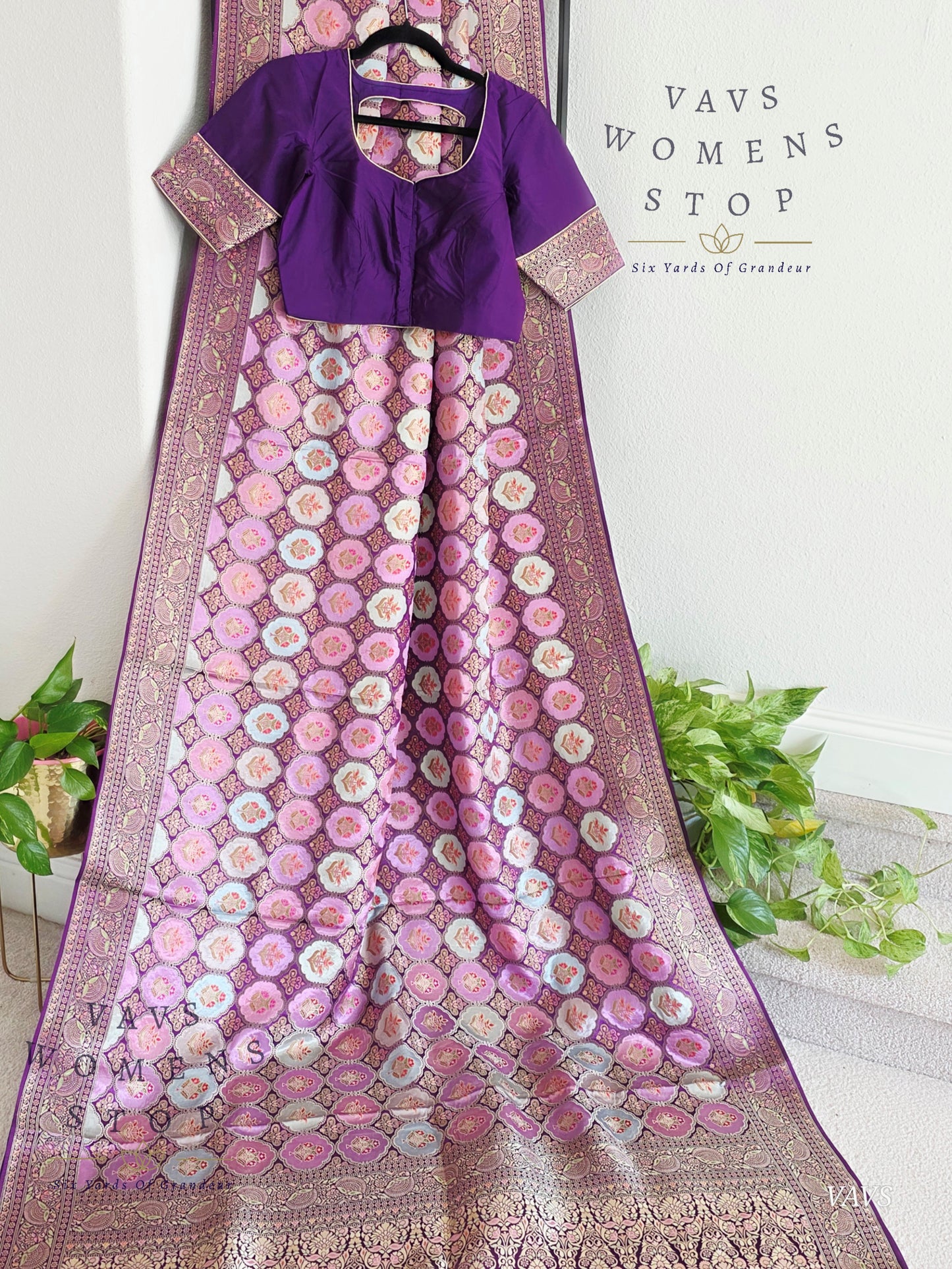 Premium Satin Banarasi Silk Saree | Contemporary Mashru Banarasi Crepe Silk | Stitched Blouse