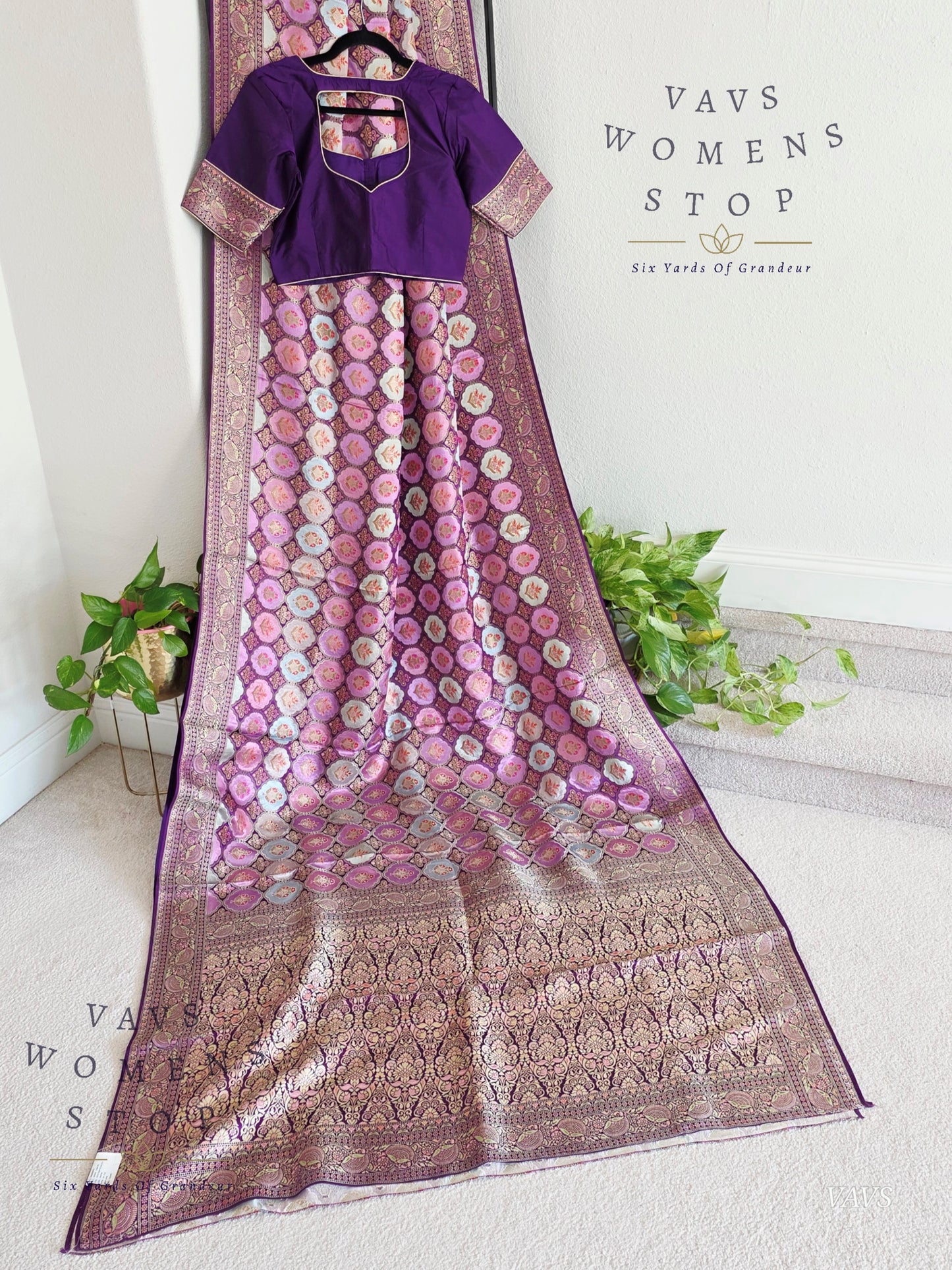 Premium Satin Banarasi Silk Saree | Contemporary Mashru Banarasi Crepe Silk | Stitched Blouse