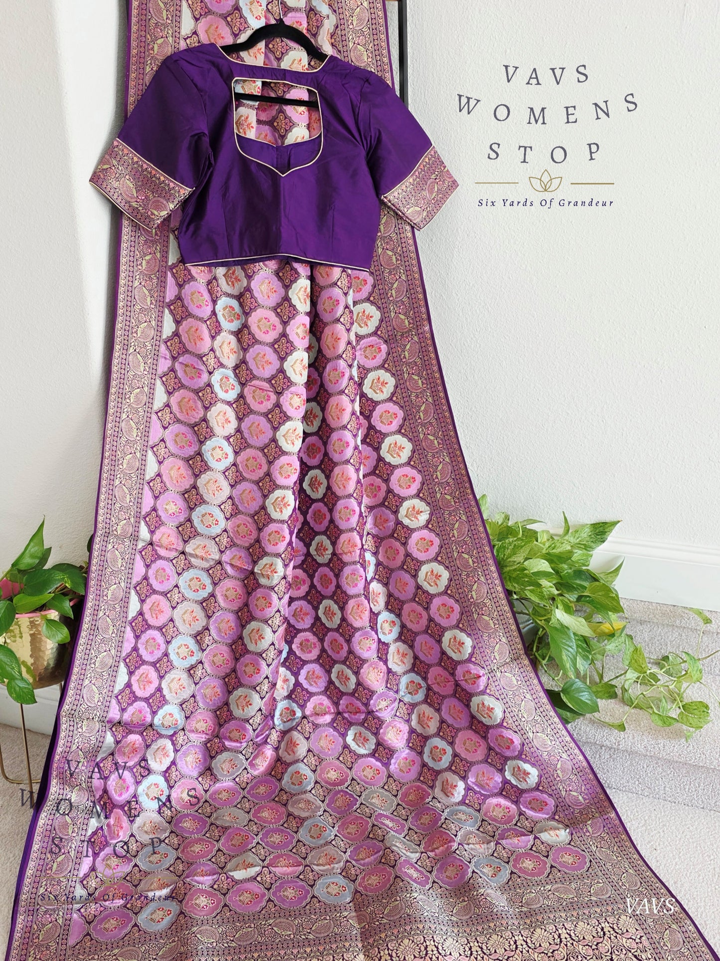 Premium Satin Banarasi Silk Saree | Contemporary Mashru Banarasi Crepe Silk | Stitched Blouse