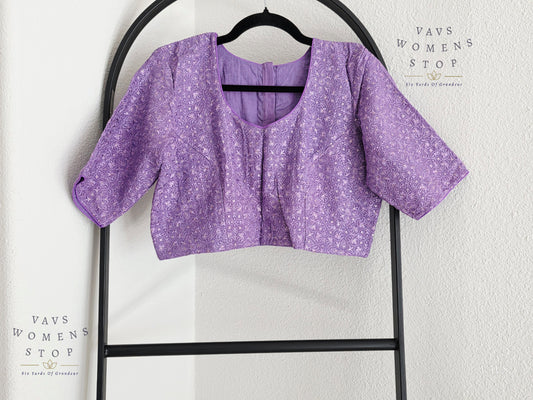 Lavender Mist Pure Georgette Sequin Embroidery Blouse