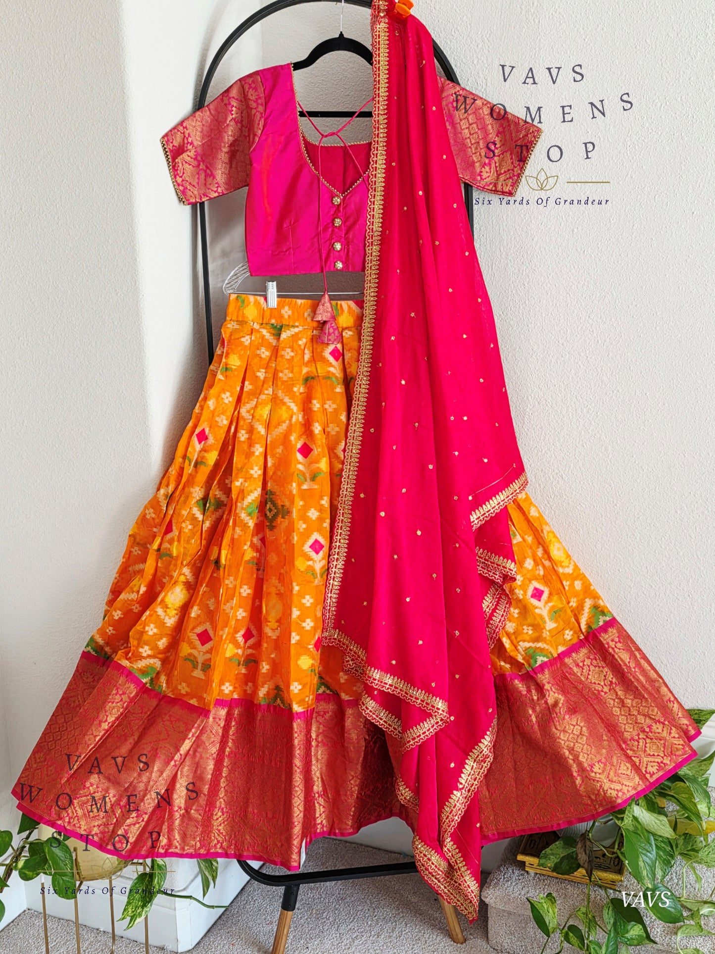 Soft Patola Warmsilk Half Saree Set