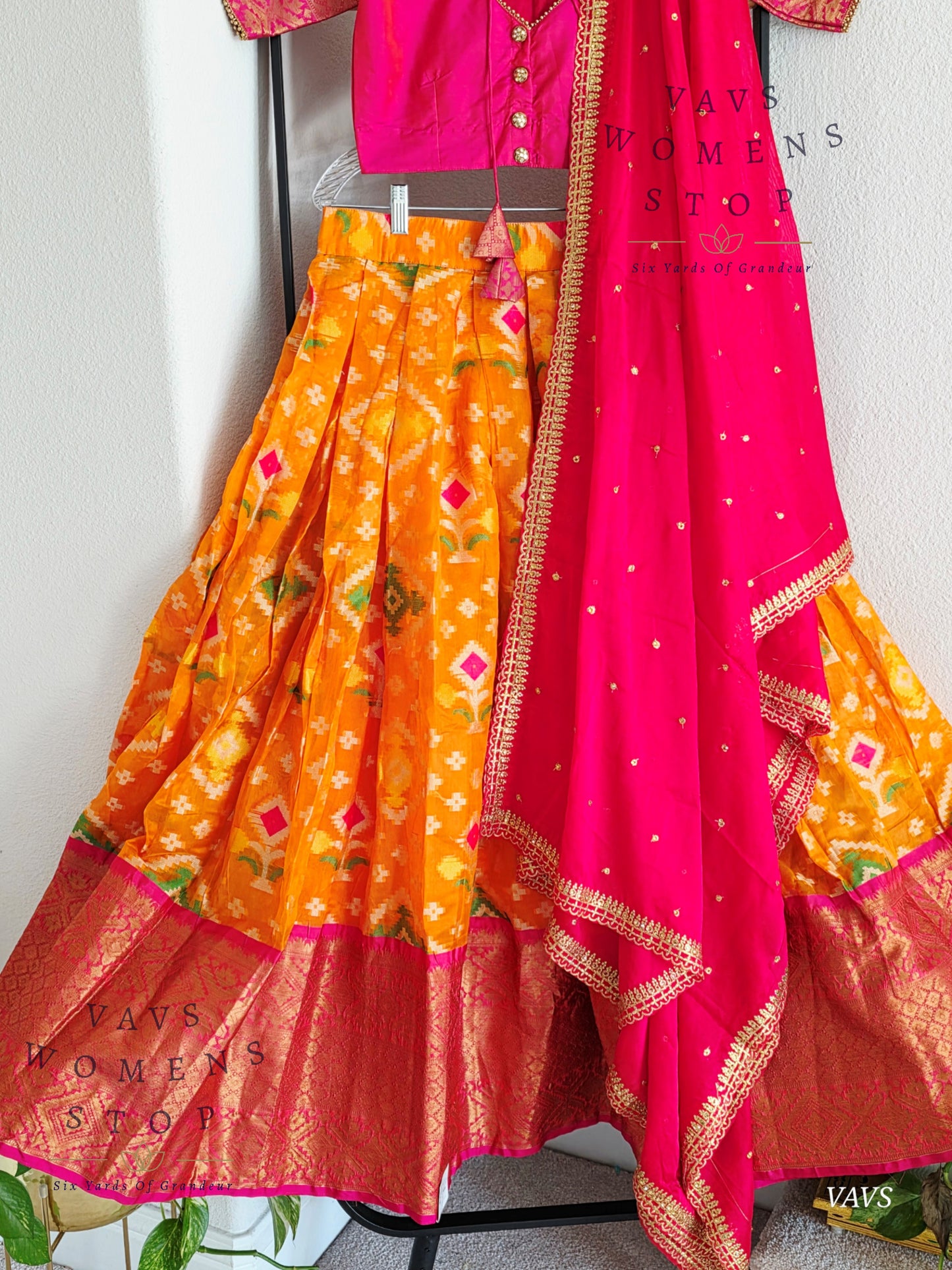 Soft Patola Warmsilk Half Saree Set