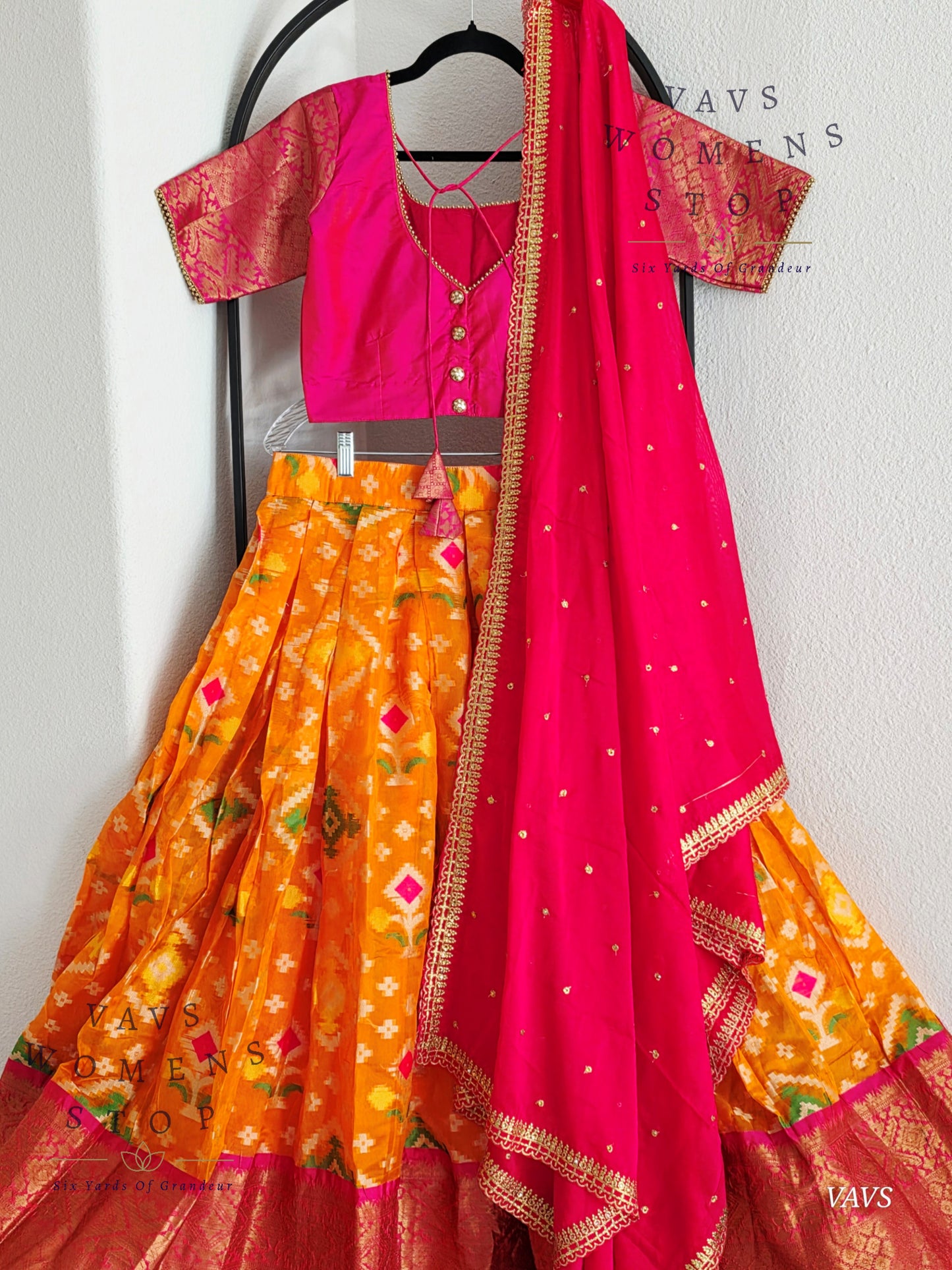 Soft Patola Warmsilk Half Saree Set