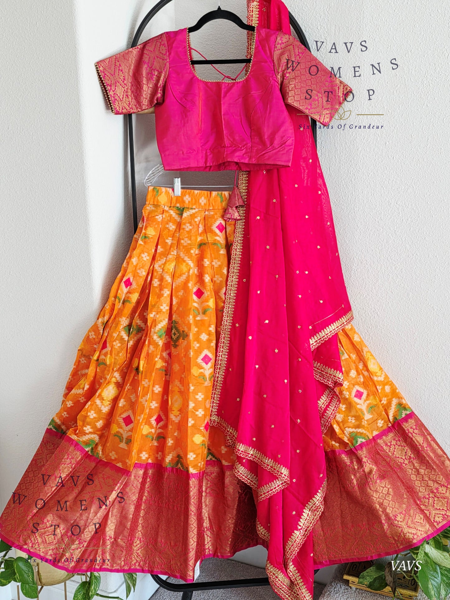 Soft Patola Warmsilk Half Saree Set