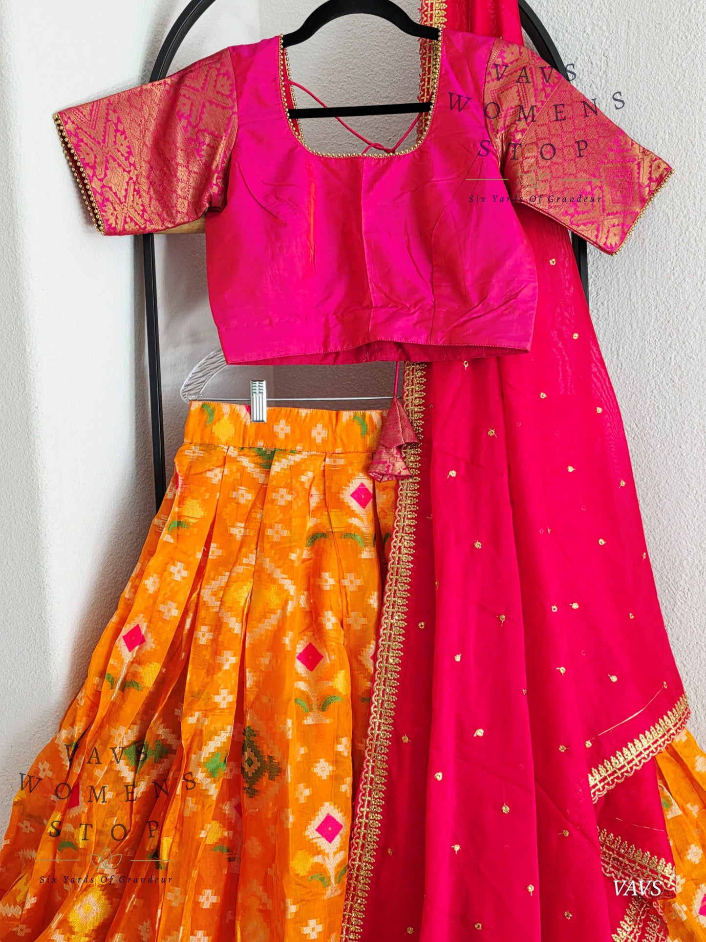 Soft Patola Warmsilk Half Saree Set