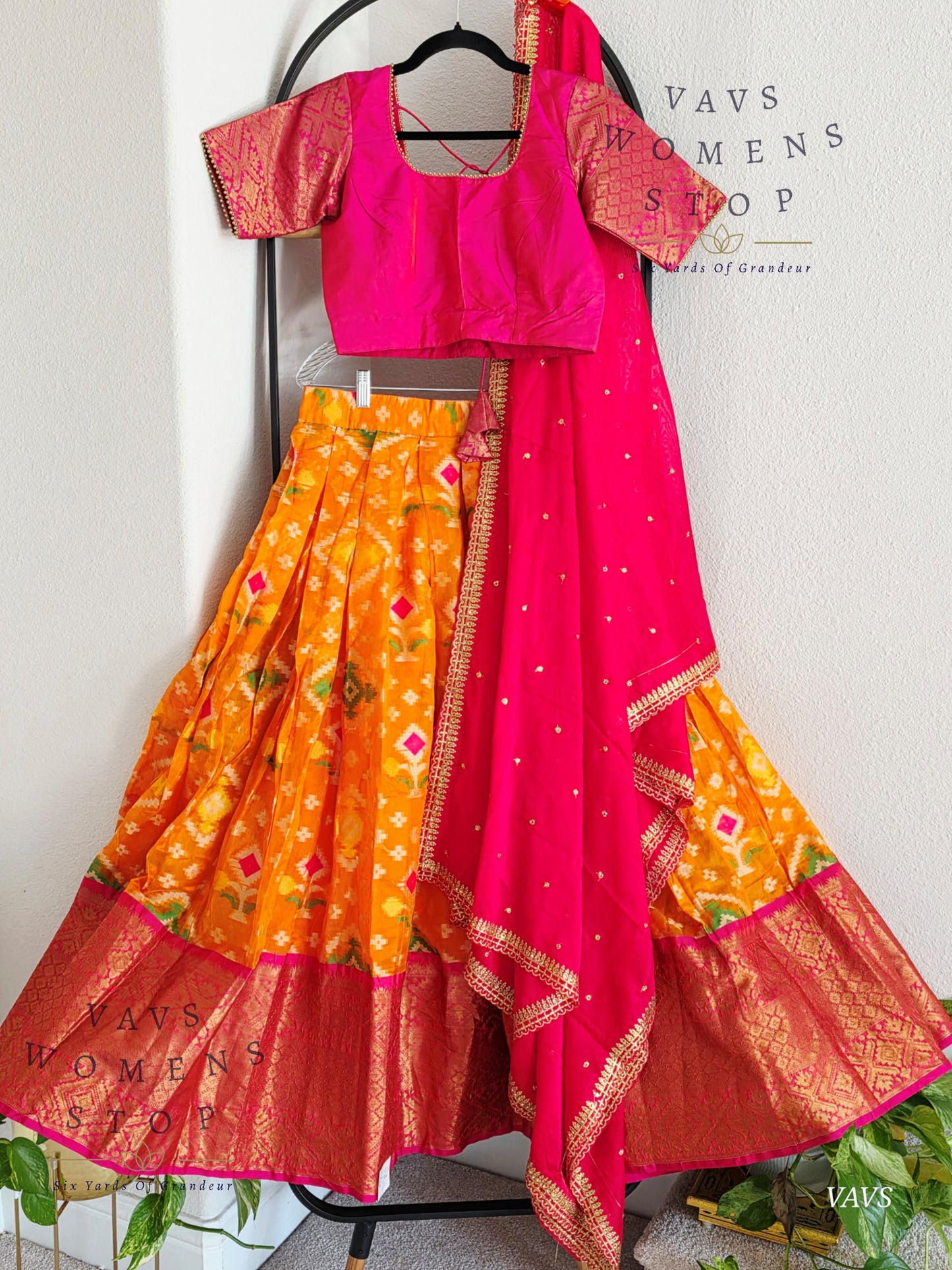 Soft Patola Warmsilk Half Saree Set