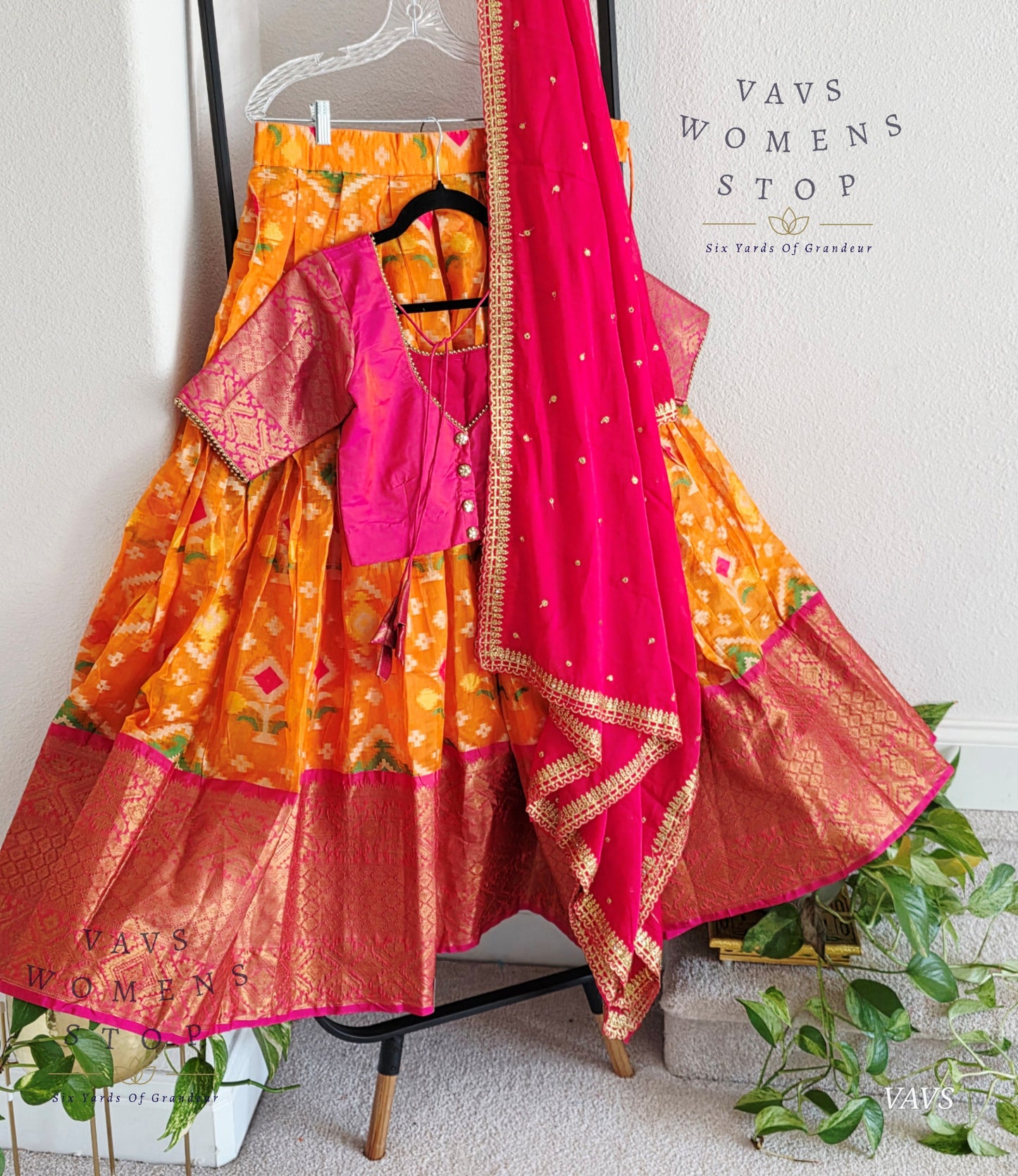 Soft Patola Warmsilk Half Saree Set