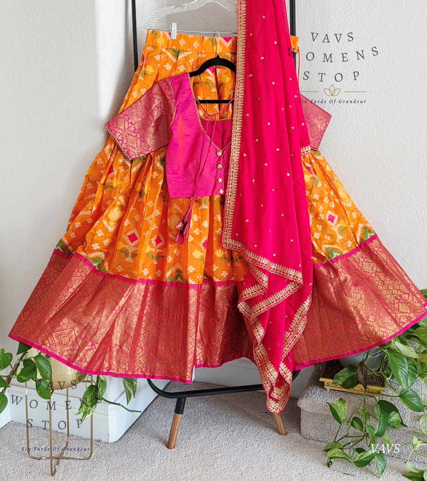 Soft Patola Warmsilk Half Saree Set