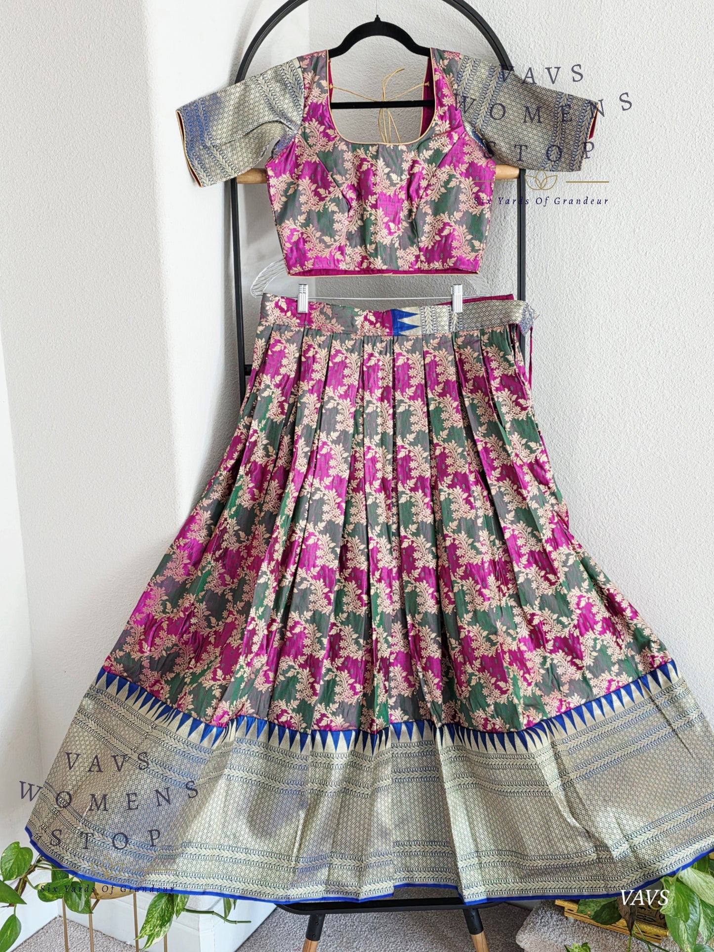 Satin Benarasi Lehenga / Half Saree Complete Set Blouse