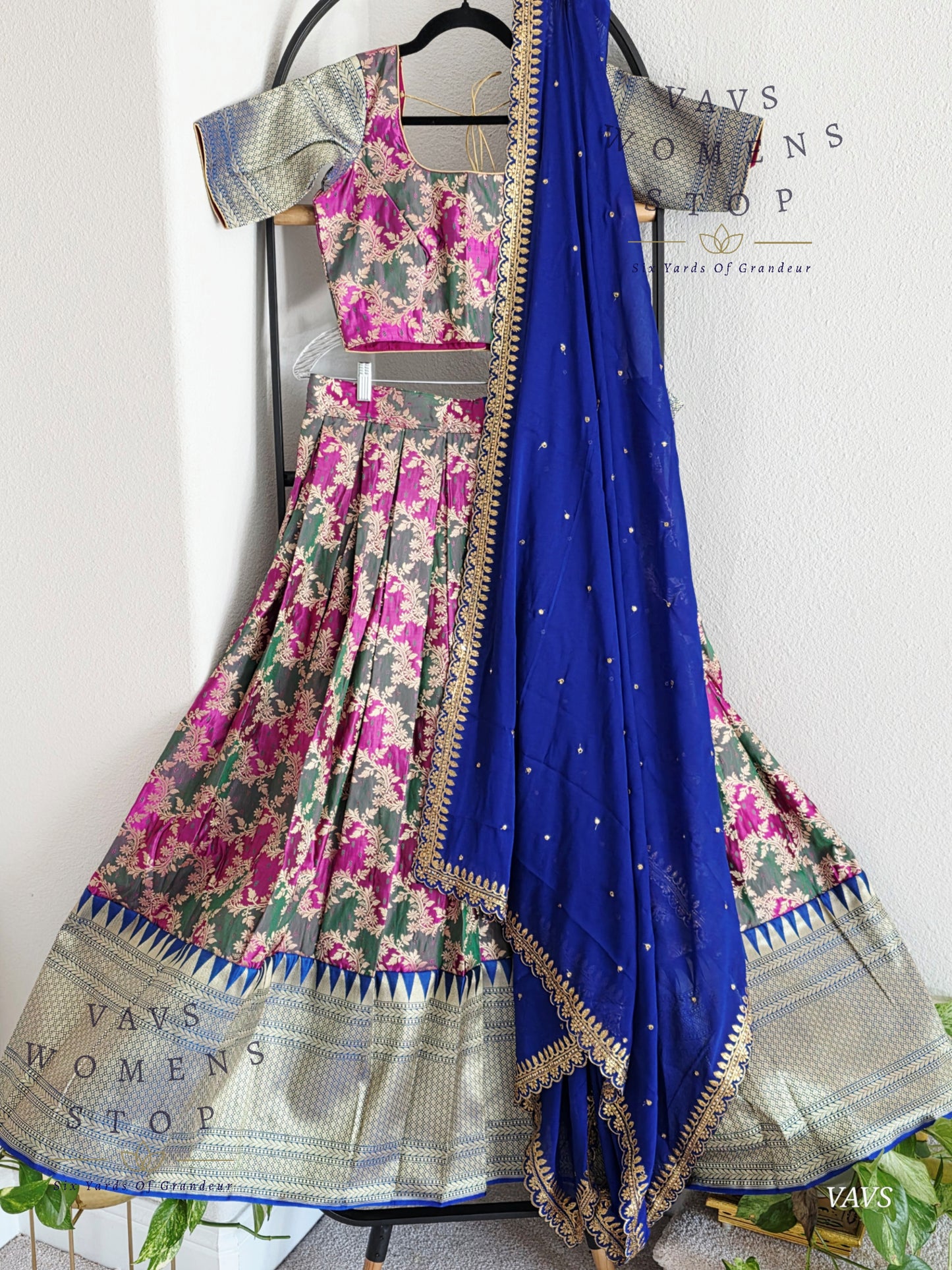 Satin Benarasi Lehenga / Half Saree Complete Set Blouse