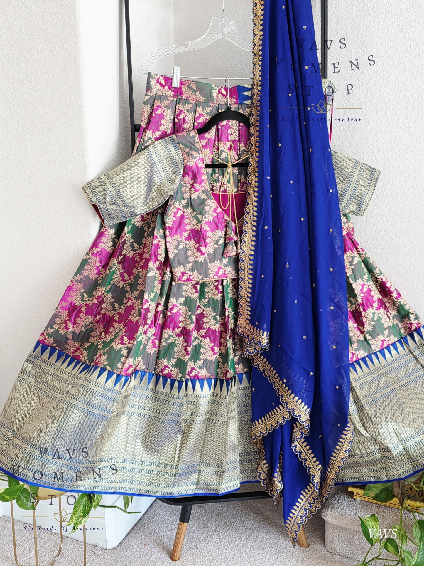 Satin Benarasi Lehenga / Half Saree Complete Set Blouse