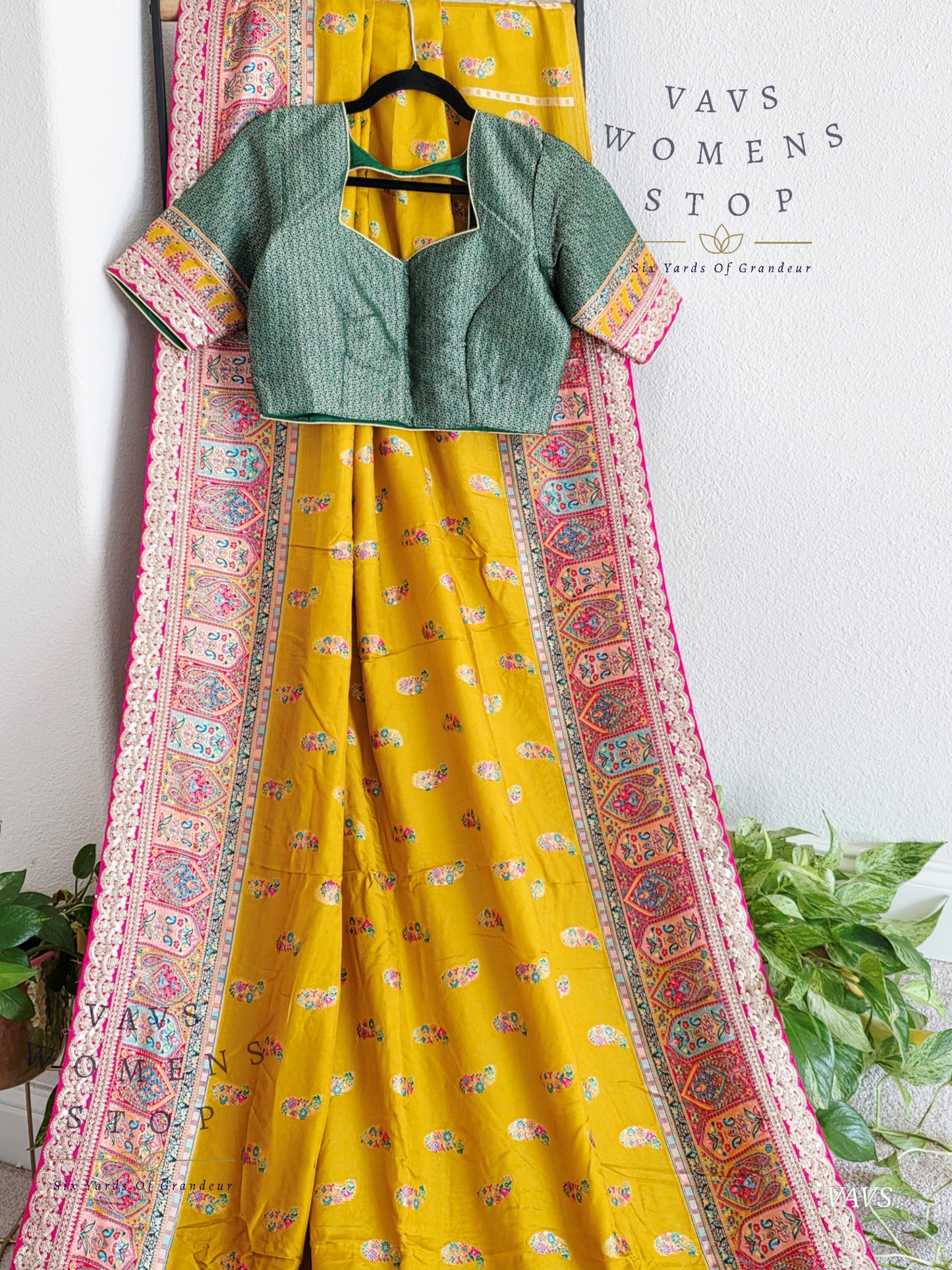 Kashmiri Emporium Inspired Design Benarasi Silk Saree with Stitched Blouse | Ready to Ship from Texas