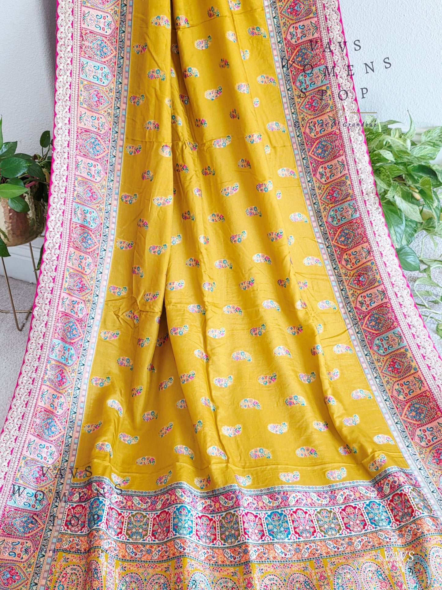 Kashmiri Emporium Inspired Design Benarasi Silk Saree with Stitched Blouse | Ready to Ship from Texas